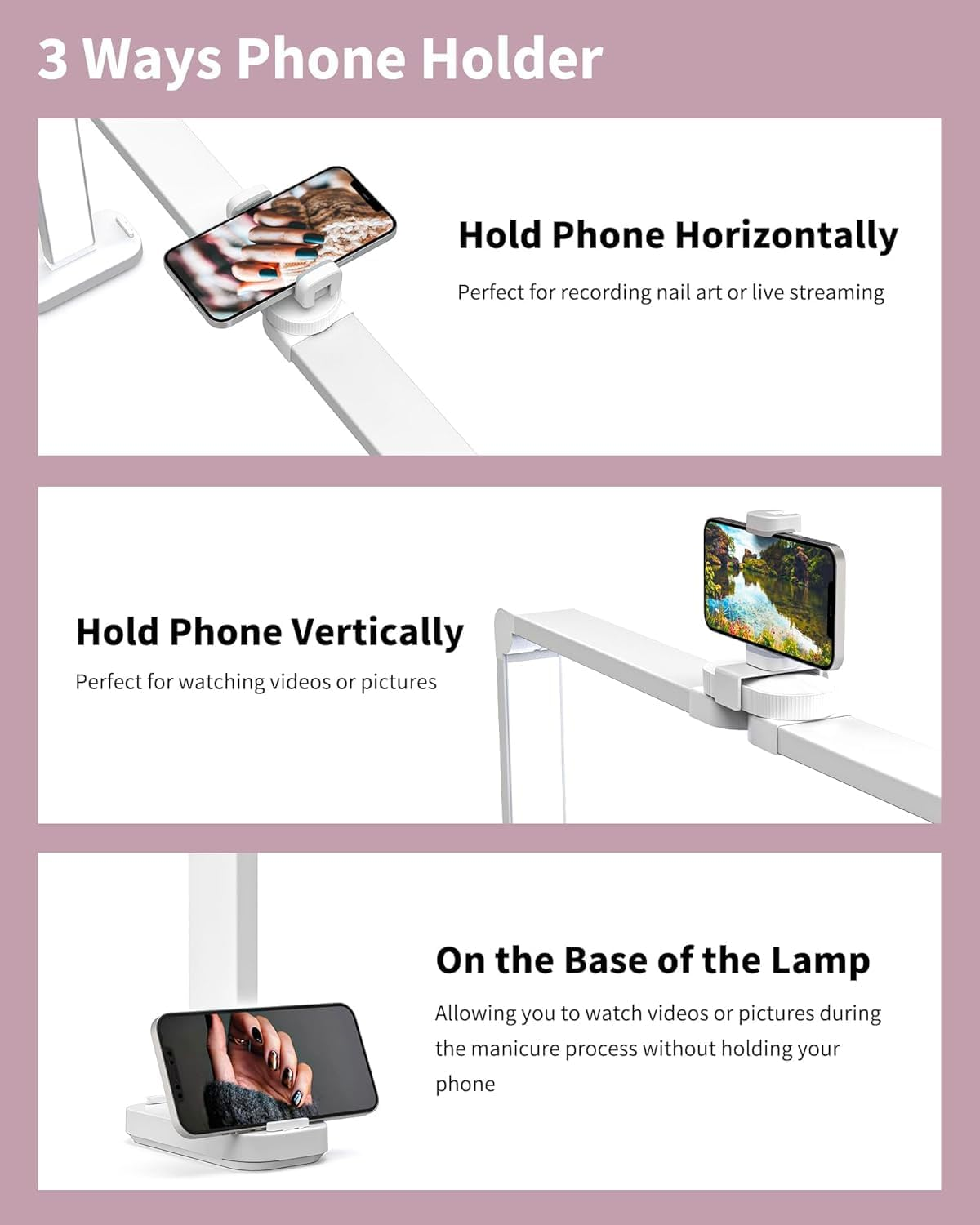 Foldable Nail Lamp for Desk Large Wide Half Moon Light with with 3 Modes 3000-6500K LED - No Glare Craft Desk Light for Manicure Lash Task for Esthetician 33.5'' image number 5