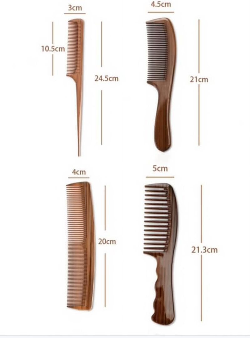 Wooden Natural Detangling Fine Tooth Wide Tooth Combs, 4Pcs Natural Sandalwood Tail Comb Anti-Static,Anti-Static Scent Wooden Detangler Combs,Wood Wide Tooth Comb for Shiny Hair image number 1