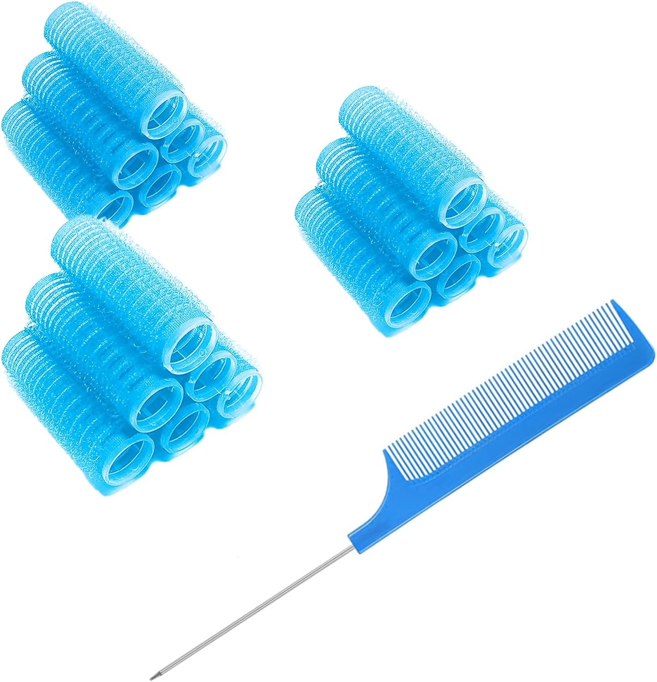 36PCS Self Grip Small Hair Curlers Heatless Roller Hair Curlers Pro Salon Hairdressing Curler DIY Curly Hairstyle Hair Rollers Tools Rat Tail Comb for Women Medium Short Hair(0.8 X 2.4 Inch)