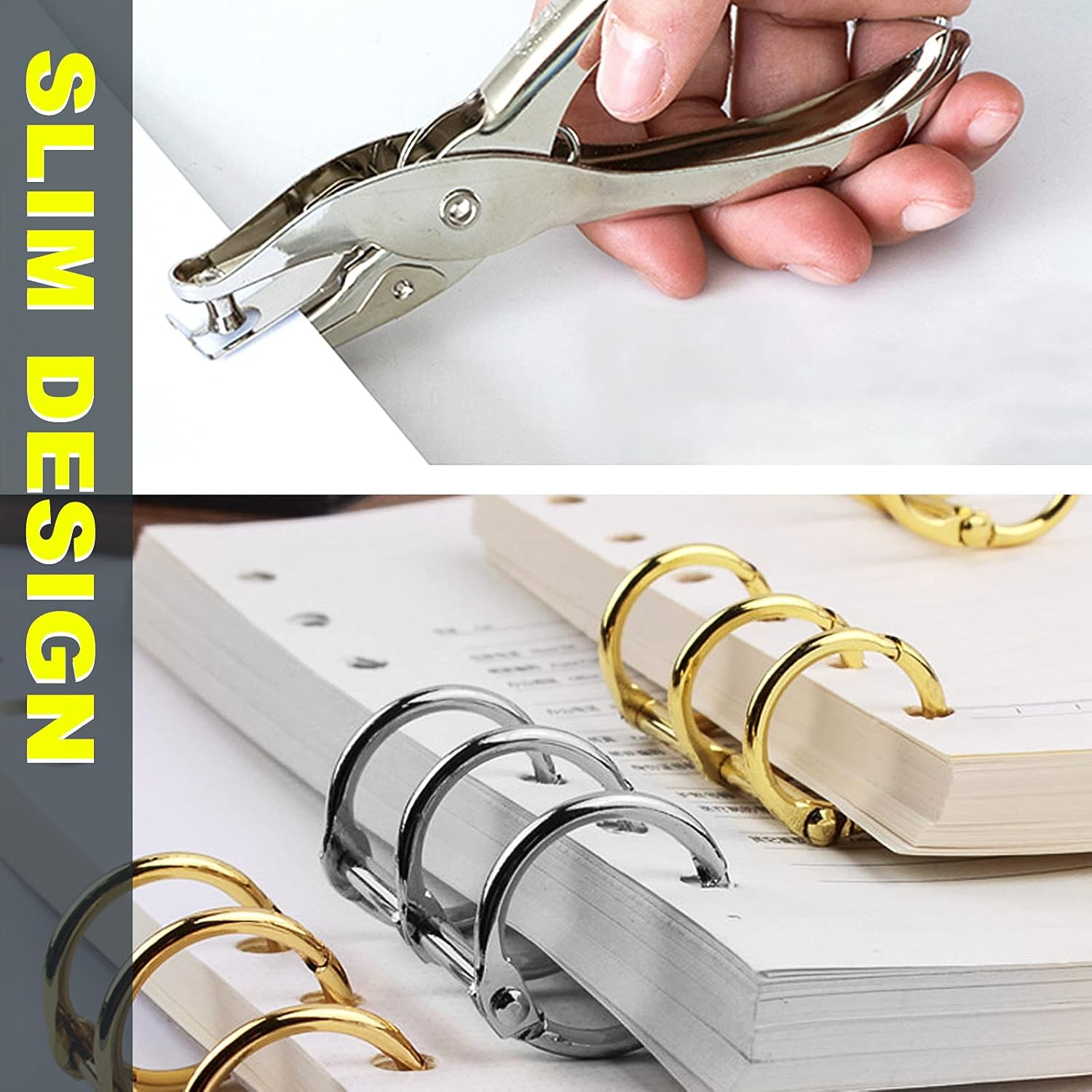 Mardatt 30Pcs 3 Ring Metal Loose Leaf Binders Book Rings Snap Split Hinged for Notebook, Diary, Photo Album, Binding Spines Combs, 20Mm (Gold, Silver, Black) image number 5