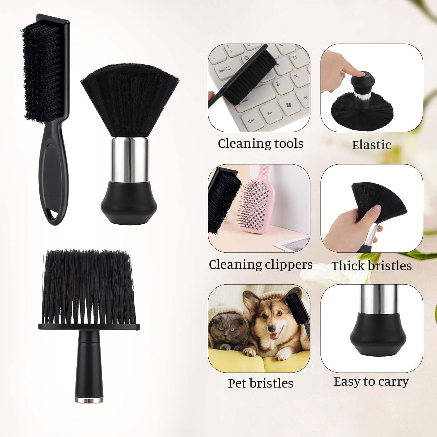 Hair Clipper Cleaning Brush Soft Neck Duster Brush,3Pcs Hair Cutting Brush Soft Barber Trimmer Clipper Cleaner Hairbrush,Hair Clipper Cleaning Brush Soft Neck Duster Brush Hair Cleaning Dusting Brush image number 3