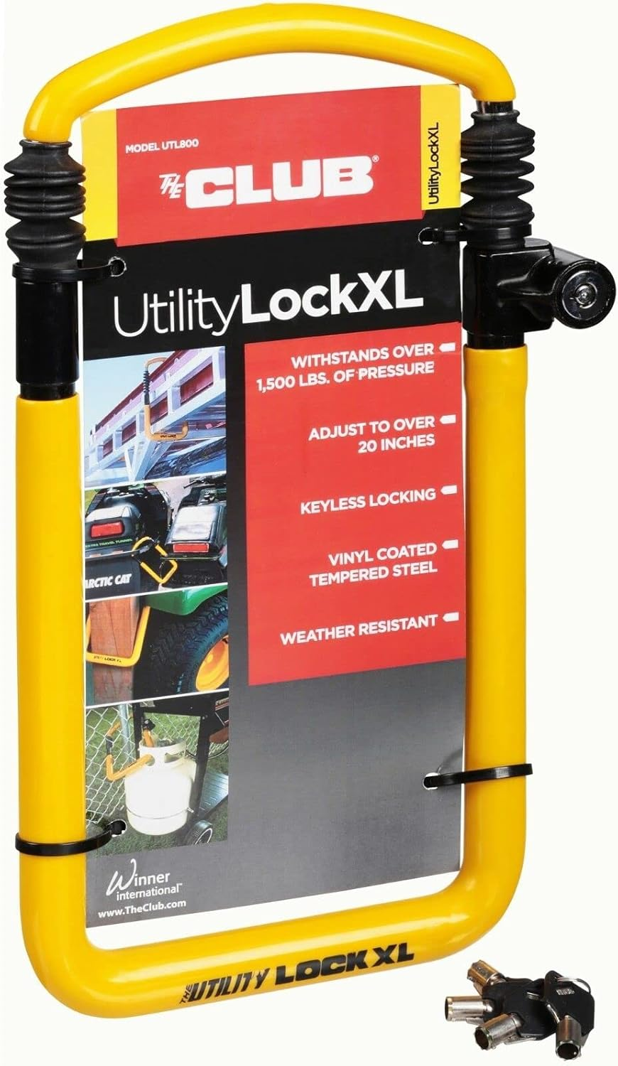 Winner International the Club UTL800 Utility Lock, 13.25"-20.25", Yellow image number 5