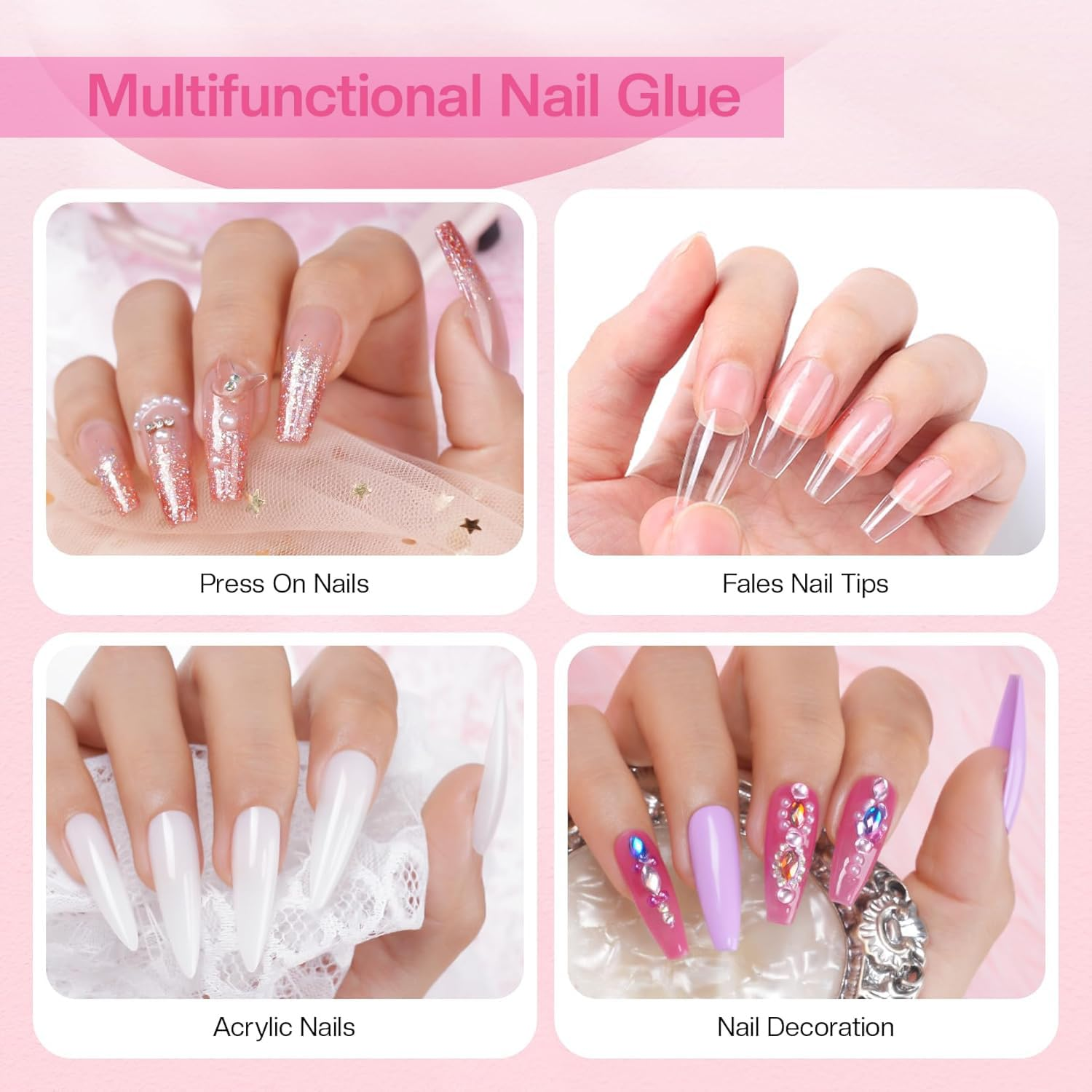 WANXINPT Press-On Nail Glue: Super Strong Brush-On Nail Glue for Acrylic and False Nails, Long-Lasting and Quick-Drying, No UV Required, Salon Quality, Suitable for Beginners DIY Home (15Ml) image number 6