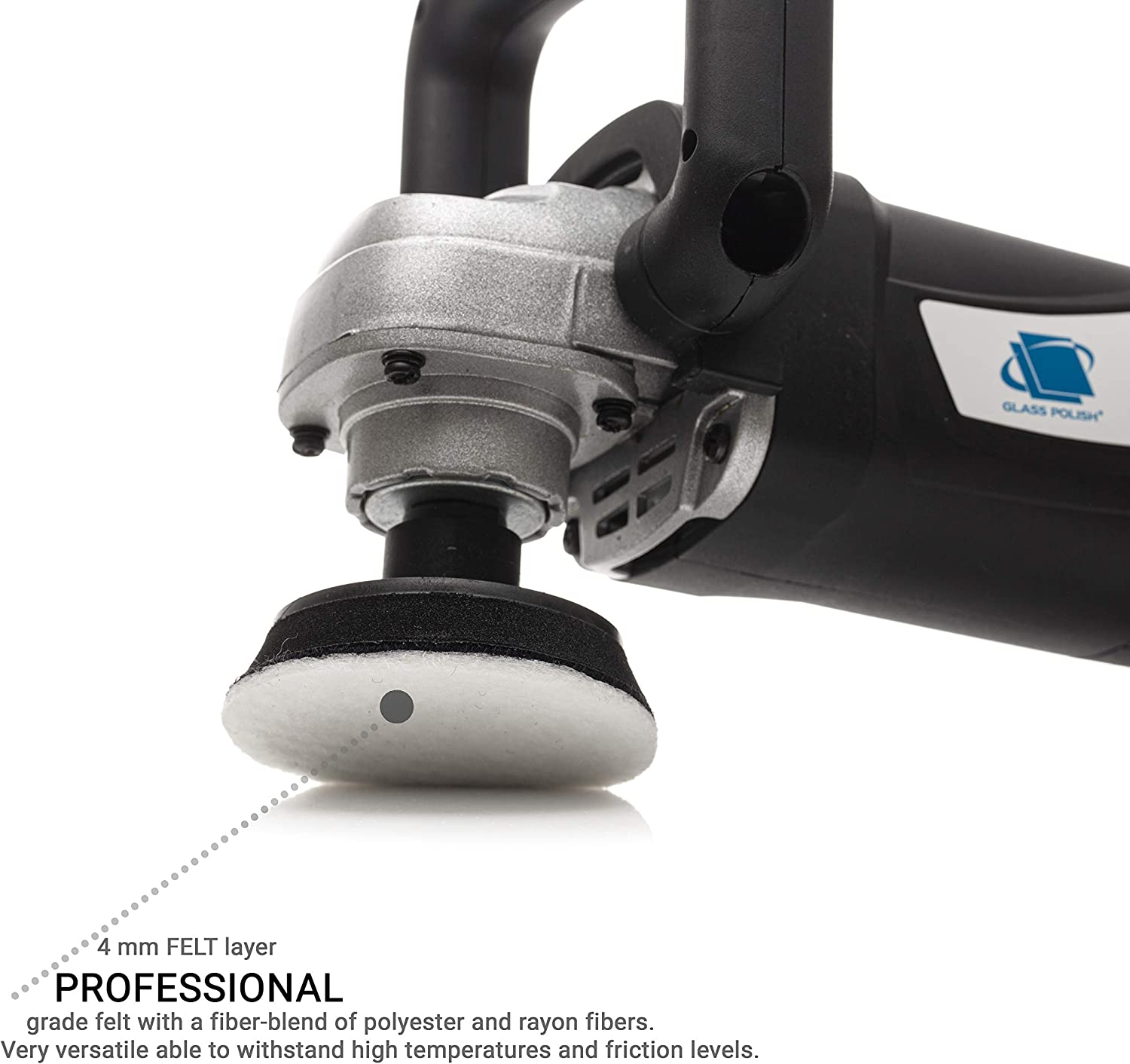 GLASS POLISH 75Mm PRO Felt Polishing Pads for Cerium Oxide Glass Polishing, Scratch Removal and Professional High Gloss Finish on Glass, Plastic, Metal and Marble - (10 Pads) image number 3