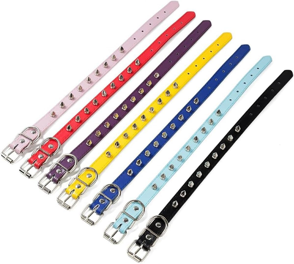Serijoars Spiked Dog Collar Spiky Cat Collar PU Leather Adjustable Pet Collar Kitten Spiked Collar (S, Hot Pink) image number 3