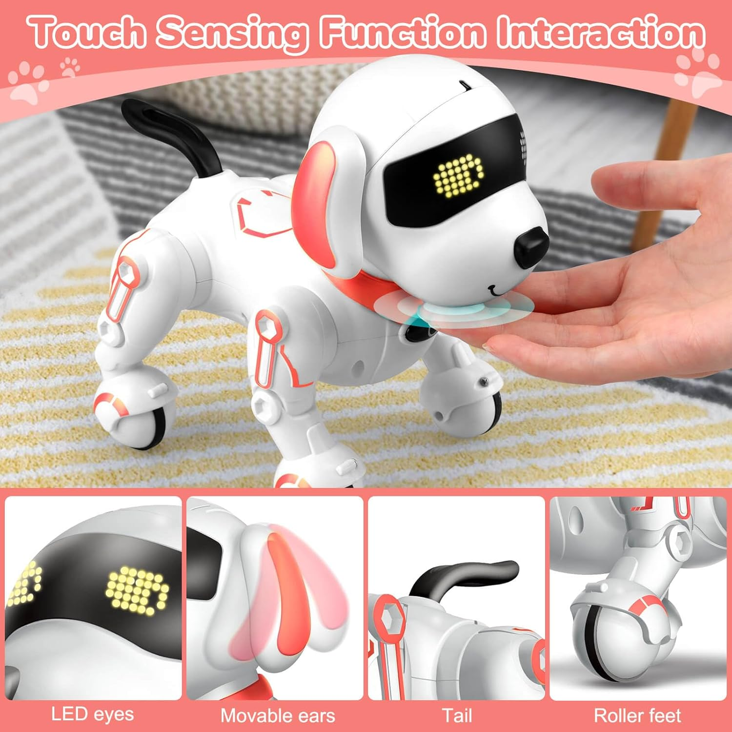 Robot Dog Toys for Kids 8 9 10 11 12, Remote Control Dogs, Robot Dog for Kids 8-12, Pet Robotic, Electric Dog Toy, Robotic Dogs, Toys for 5 6 7 8 9 10 11 12 Years Old Boys Girls, Pink, Y878 image number 1