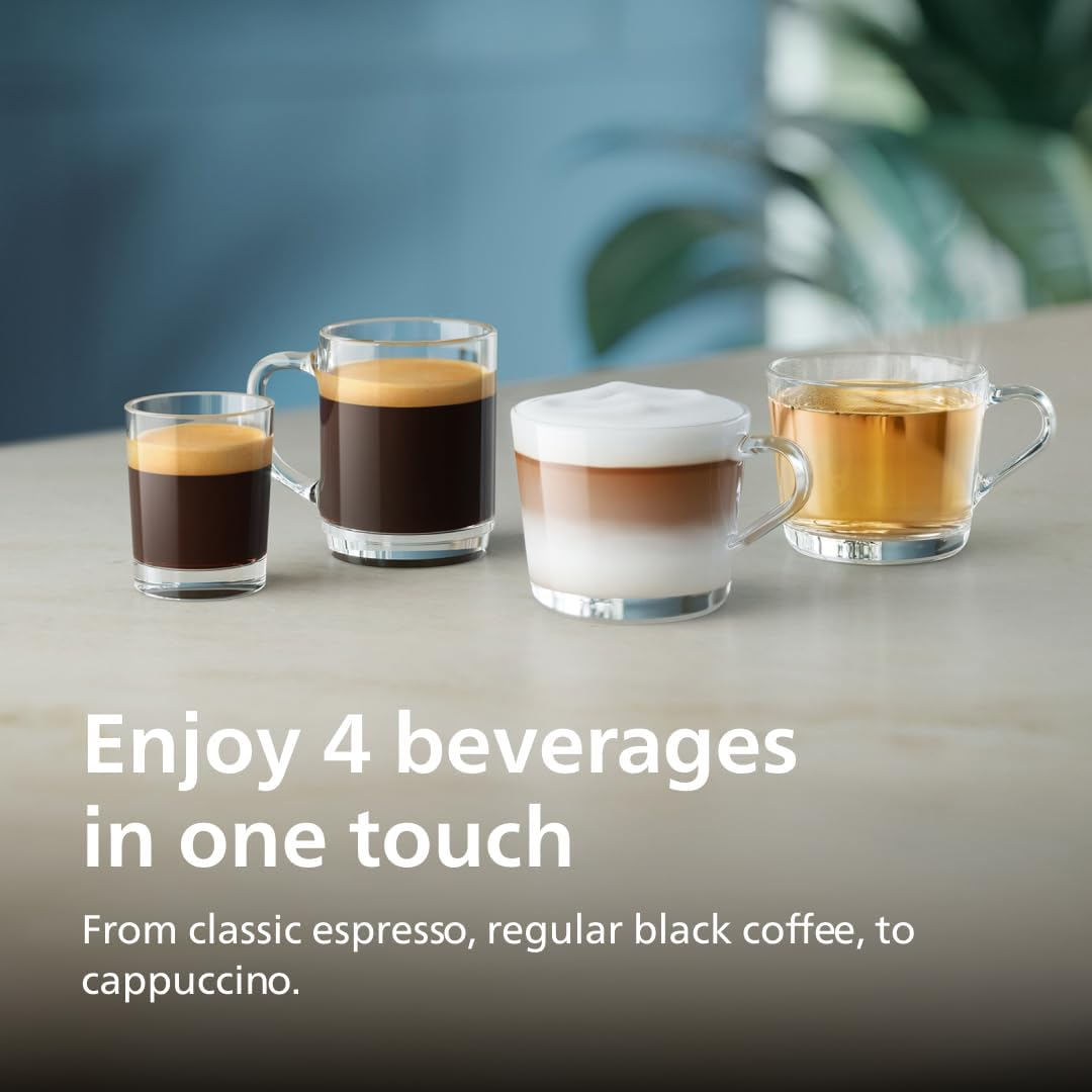 Philips Series 2300 Fully Automatic Espresso Machine - 4 Hot Drinks, Fast Clean, 40% Quieter Silentbrew, Aquaclean Filter, New 2025 Model, Glossy Black (EP2331/30)