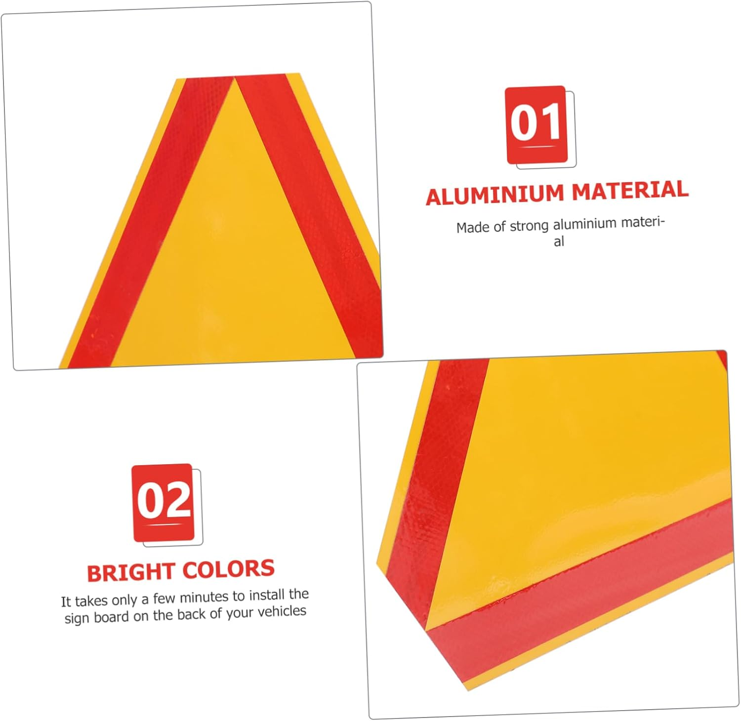 PRETYZOOM 2Pcs Reflective Triangle Vehicle Safety Signs Yellow Base and Red Border, 35Cm Aluminum Roadside Warning Triangles for Trucks and Low-Speed Vehicles
