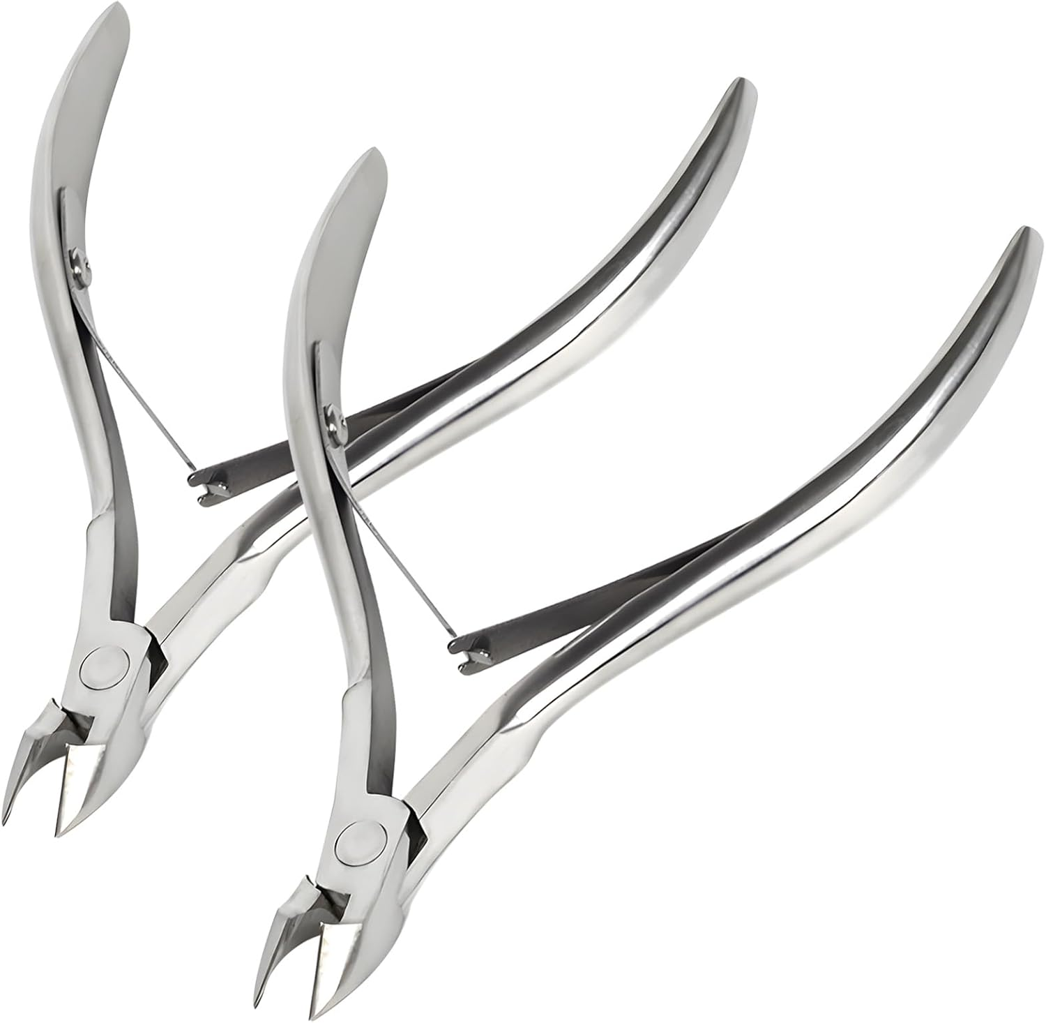 Kootinn 2 Packs Nail Cuticle Trimmer Professional Cuticle Cutter Stainless Steel Cuticle Nippers with Double Spring Cuticle Clippers Pedicure Manicure Tools for Fingernails and Toenails (Silver) image number 1