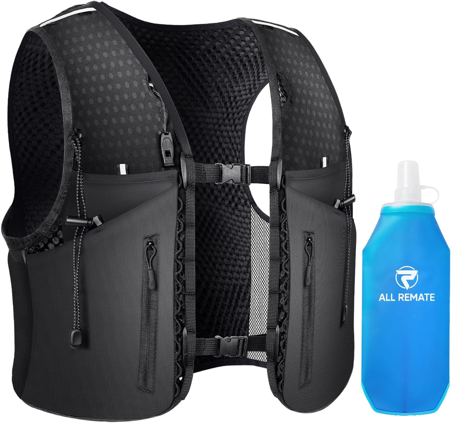 ALL REMATE Ultimate Multi-Sport Trail Running Vest with Water Bottle & Whistle &ndash; Ergonomic Lightweight Reflective Breathable Adjustable with Multiple Pockets & Straps image number 5