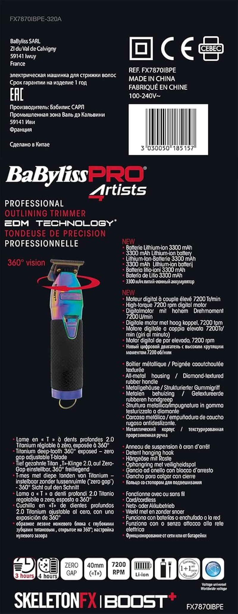 Babyliss Pro 4Artist Boost+ Trimmer Chamaleon FX7870IBPE