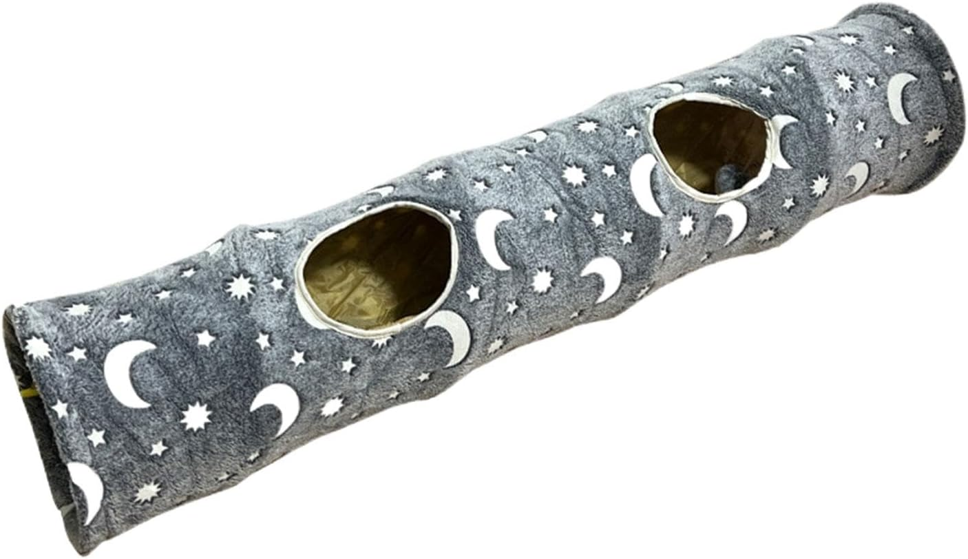 Kitten Tunnel, Glowing in the Dark Cat Toy Tube, Cat Hideaway, Crinkle Tunnel, Straight Entertaining Cat Toys, Cat Bag Toy for Small Pets, Cats - Blue image number 3