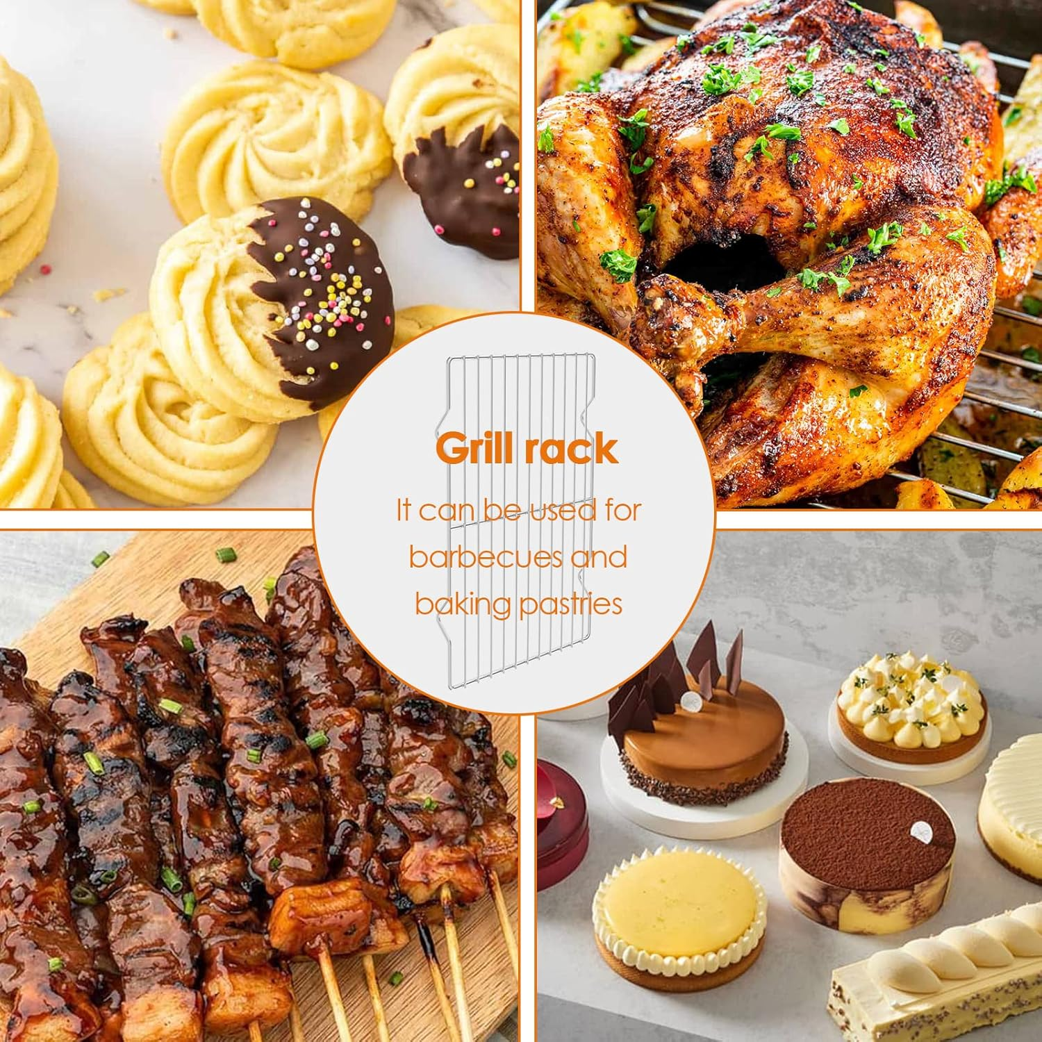 Adorila 2 Pack Cooling Rack for Baking, 8" X 11" Stainless Steel Grill Rack, Small Grid Baking Rack for Baking Cooking Roasting Oven image number 1