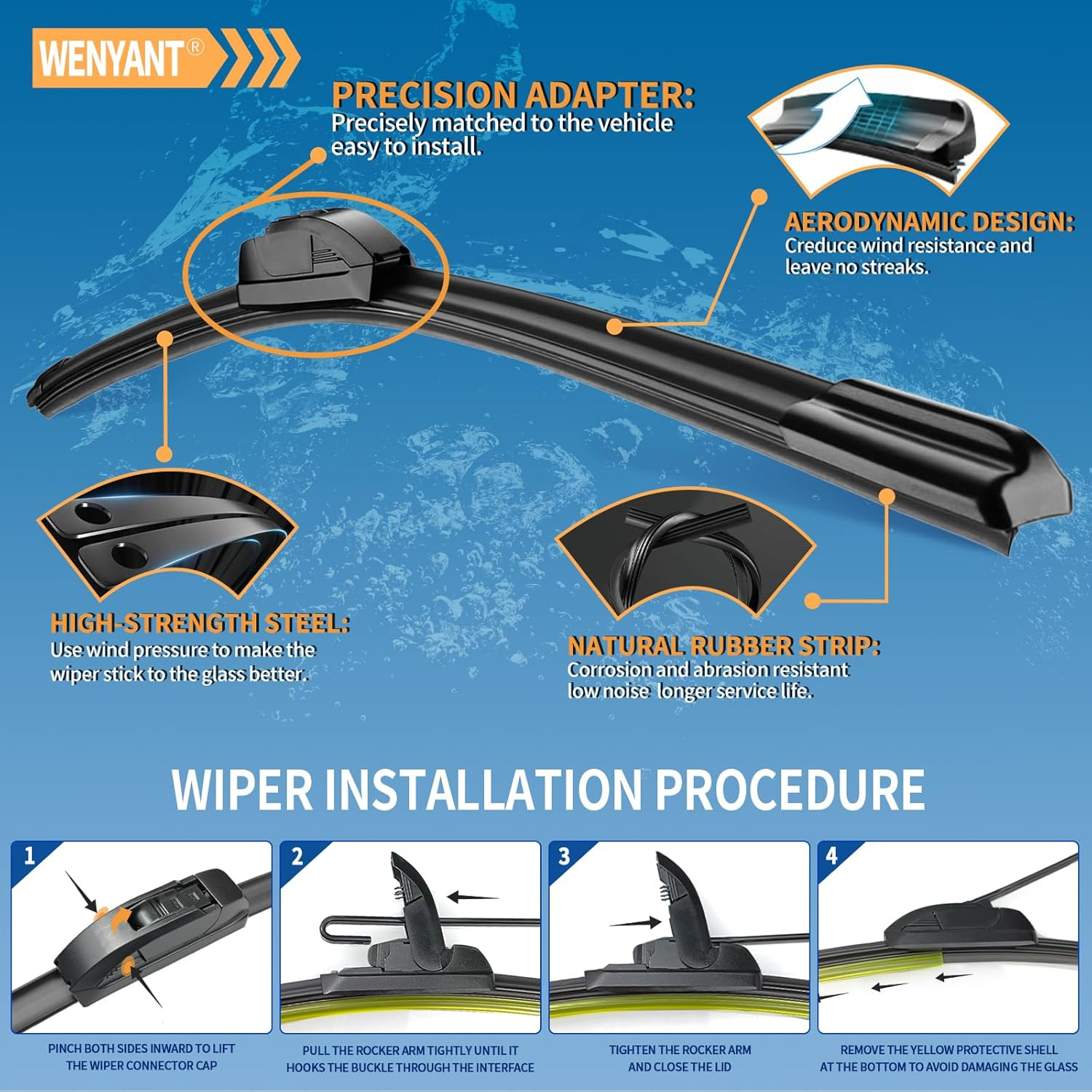 19" + 18" Replacement for Mazda MX-5 Miata 2019-2016 Fiat 124 Spider 2019-2017 Hyundai Scoupe 1995-1991 Front Windshield Wiper Blade Original Equipment J/U Hook Blades 2 Pack image number 5