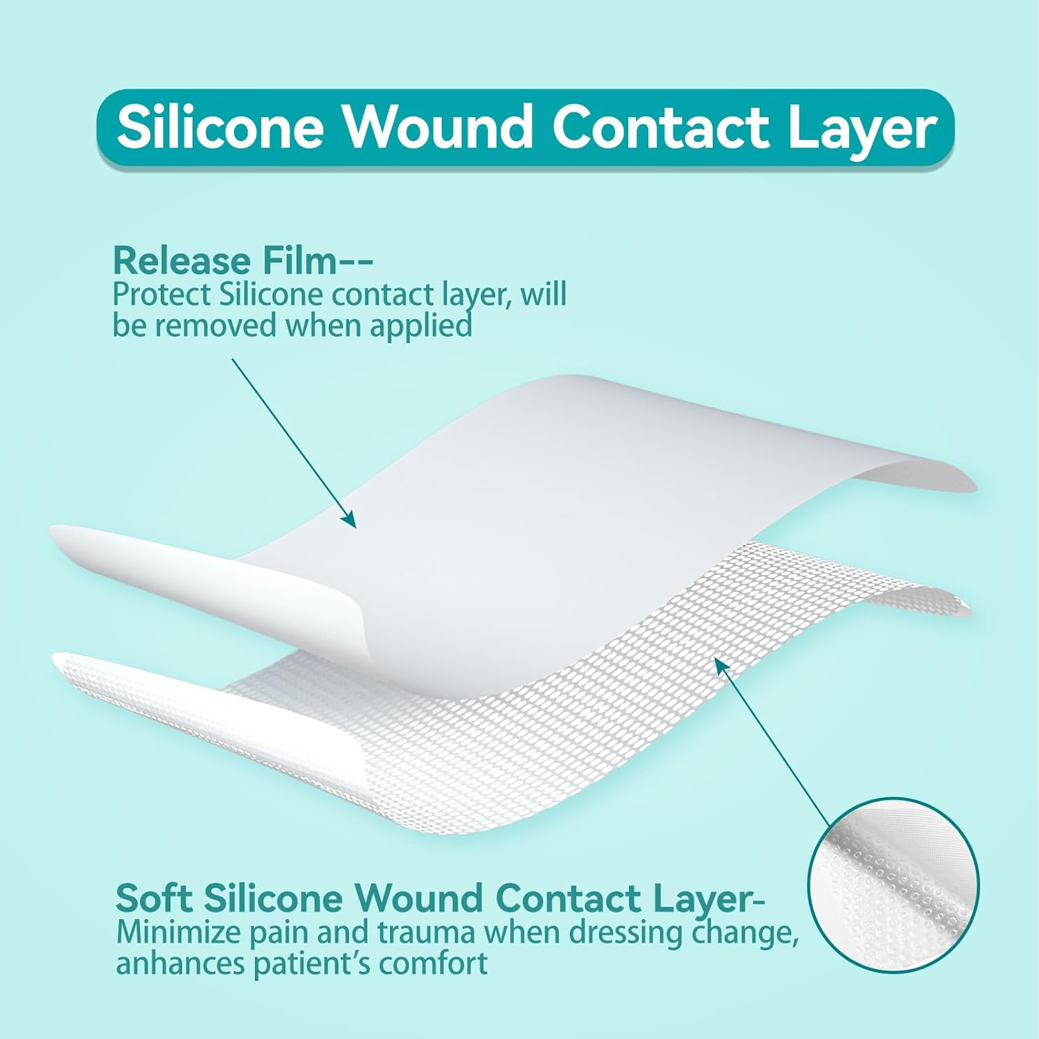 Dimora Silicone Wound Contact Layer, Adaptic Non-Adhering Dressing, Transparent Wound Dressing Pads, 3In X 4In (7.5Cm X 10Cm), 10 Pcs image number 1