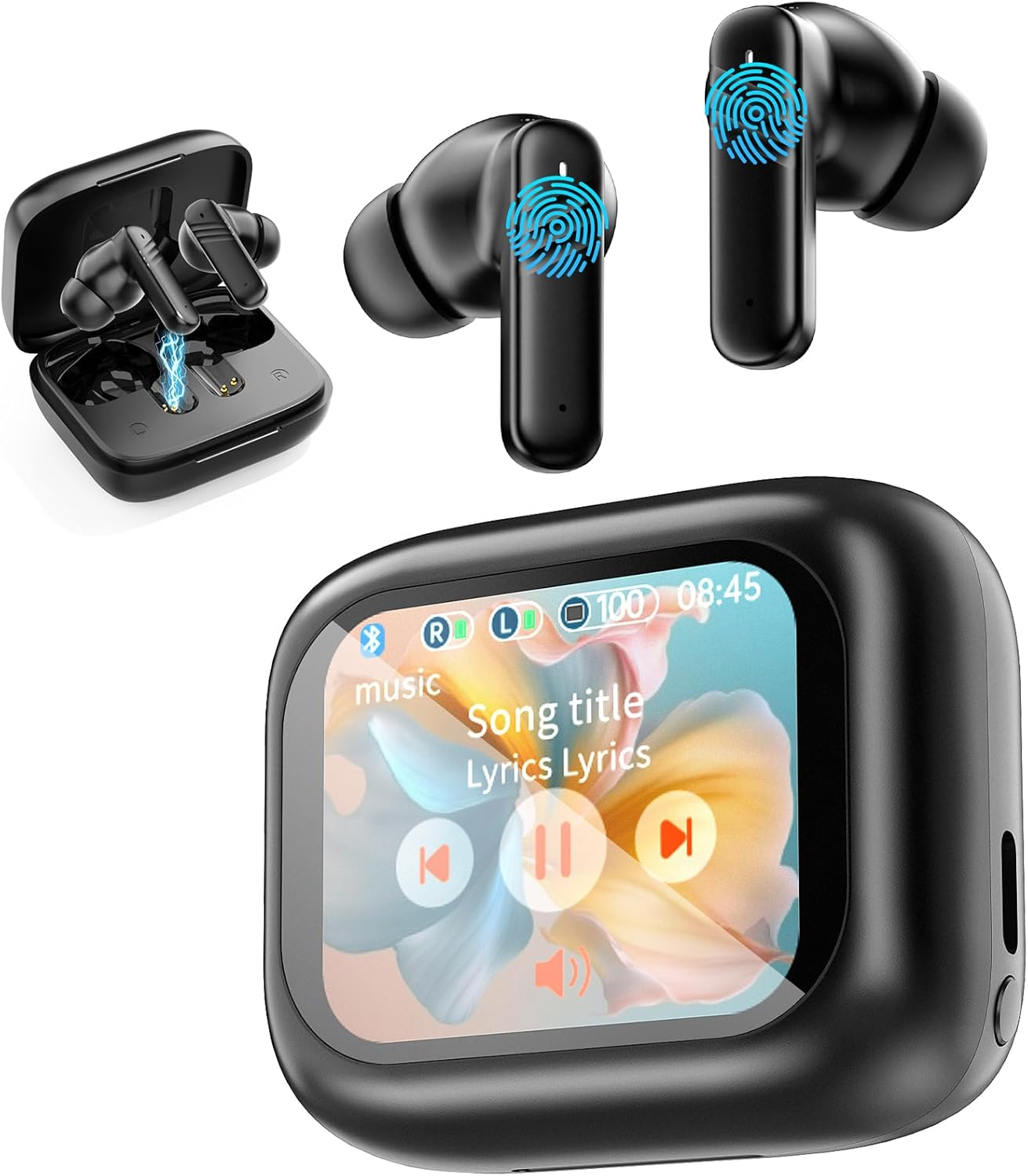 Vabaso Wireless Earbuds with Smart Touch Screen, in Ear Headphones with 10Mm Drivers for Big Bass, 24H Playtime Hi-Fi Stereo Sound, ANC/ENC ​Noise Cancelling,Ipx5,Earphones for Iphone Android Sports​ image number 5