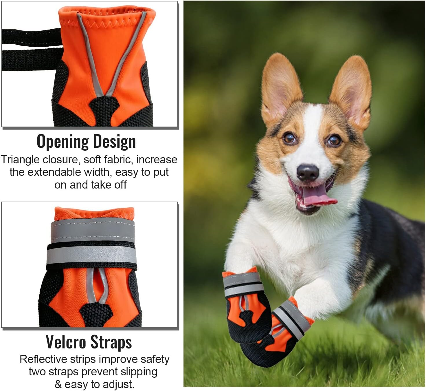 ZOKBOM Dog Boots Breathable,4 Pcs Waterproof Dog Shoes with Adjustable Safe Reflective Straps, Wear-Resistant and Rugged Anti-Slip Sole Outdoor Pets Paw Protectors for Small Medium Large Dog (M) image number 3