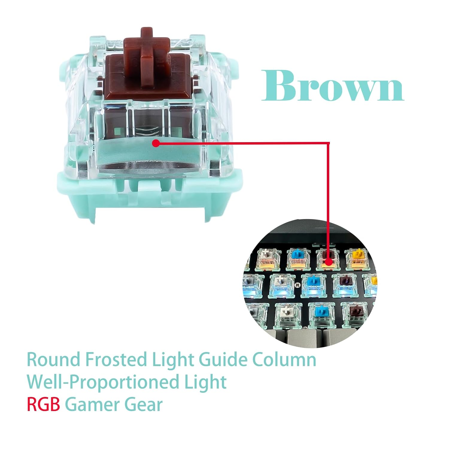 Gateron Jade 3.0 Seriesbrown Mechanical Keyboard Switches - Tactile & Balanced for Versatile Typing & Gaming - 55G Actuation Force -72Pcs image number 3
