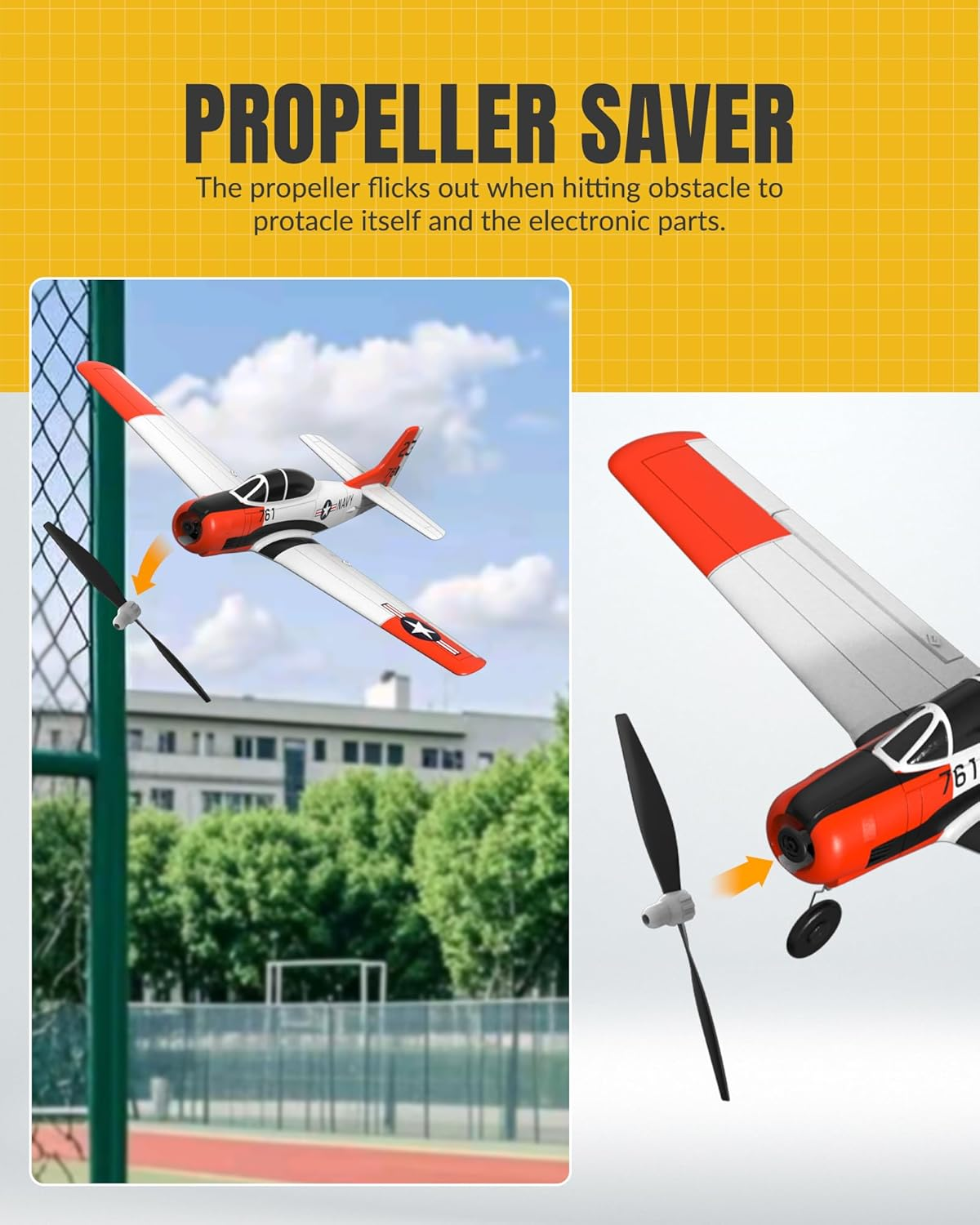 VOLANTEXRC Remote Control Airplane 2.4Ghz 4CH with Aileron T28 Trojan Parkflyer RC Plane Ready to Fly with Xpilot Stabilization System, One-Key Aerobatic Perfect for Beginner (761-9 RTF) image number 5