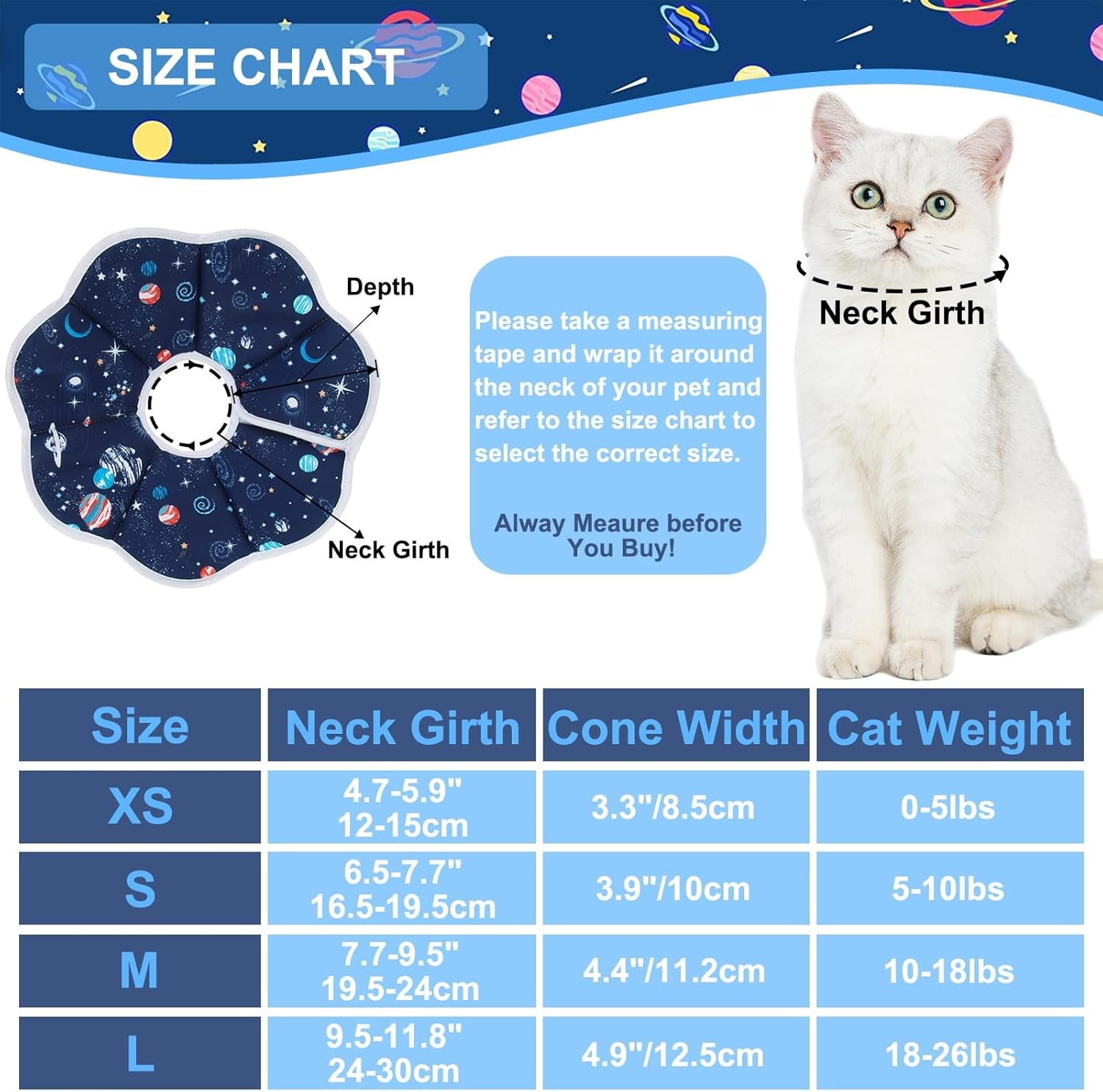 KIKNIN Cat Cone Soft Cat Recovery Collar, Protective Adjustable Pet Cone for after Surgery, Waterproof Comfortable Lightweight Elizabethan Collar for Kitten, Prevent from Licking Wounds(S) image number 1