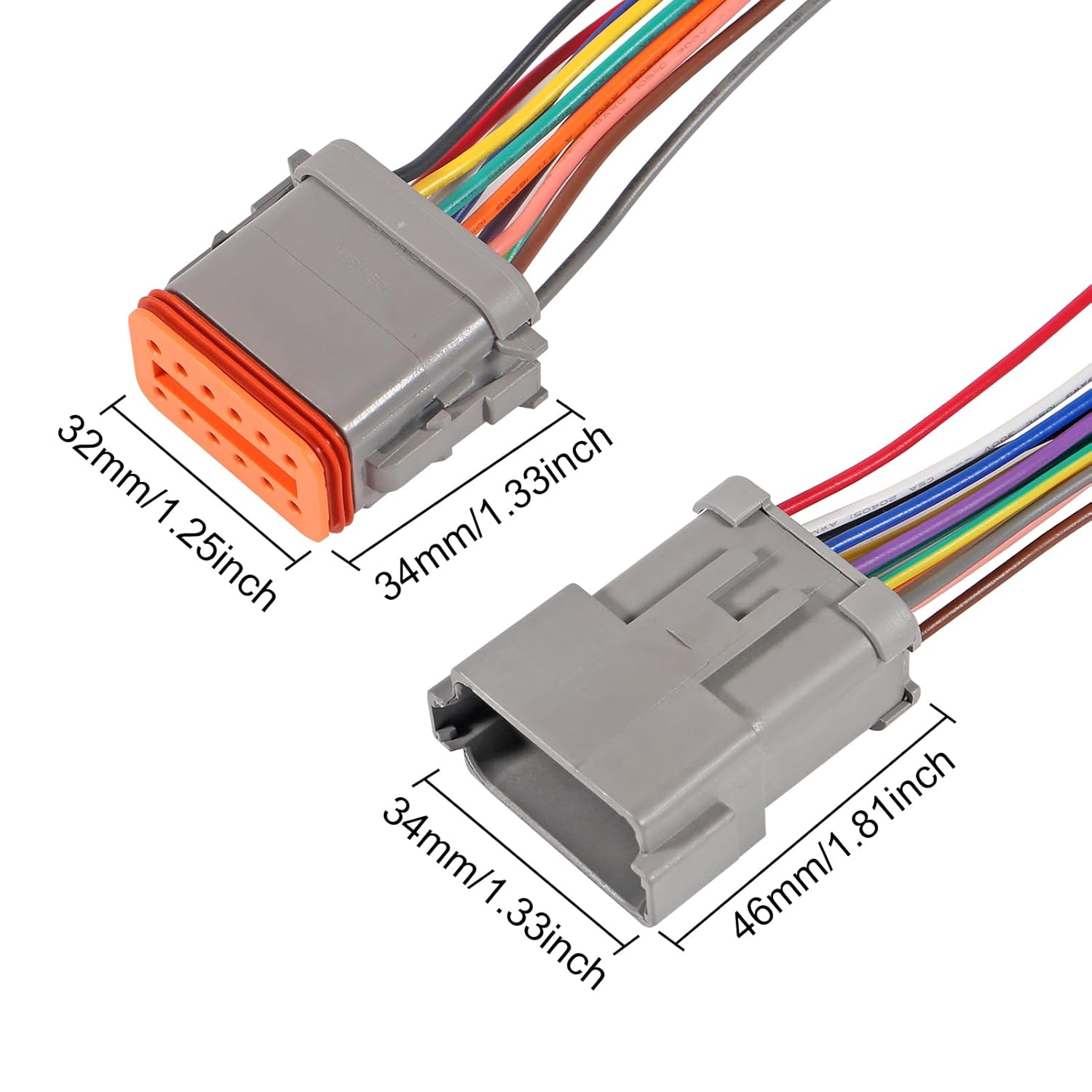 2 Pair 12 Pin Connector Wiring 12 Wire Way Waterproof Automotive Electrical Connector 16 AWG Male Female Plug Wiring Harness for Car Truck Boat image number 4