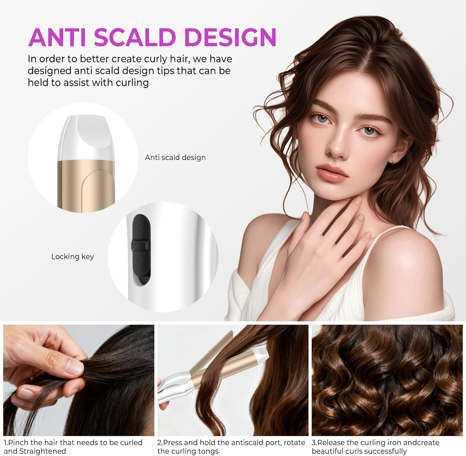 UMIGA 2-In-1 Straightener and Curling Iron Combines Curls and Smooth Hair in One Device, 32Mm Ion Ceramic Curling Iron, 12-Stage Temperature Display with Digital Display, Two Functions image number 4