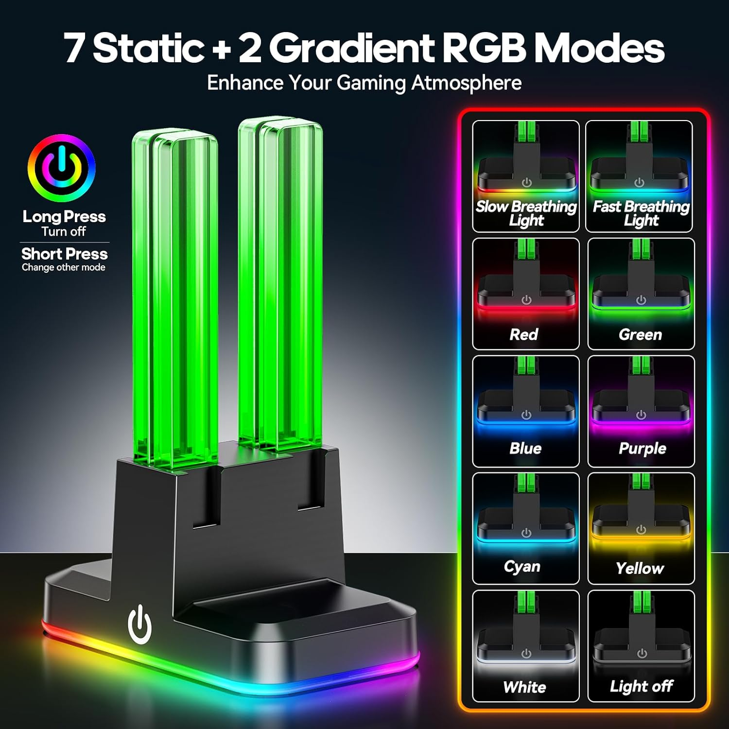 Kosker Switch Controller Charger for 4 Joycons with 9 RGB Light Modes, Joy Con Charger Dock for Switch Joycon & Switch OLED Joycon, Switch Charging Dock Station with LED Indicators (Not for Joycon 2) image number 4