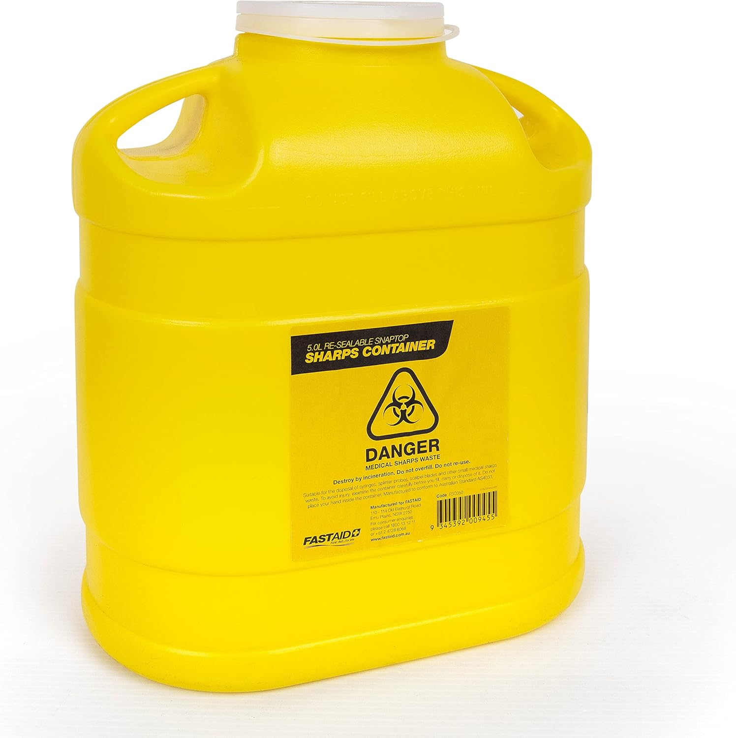 Fast Aid Sharps Hazard Containers 5 Liter