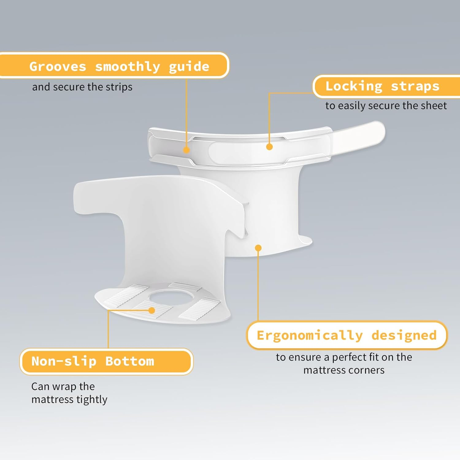 4Pcs Bed Sheet Fixing Clips with Lock Strips, Sheet Corner Holders Bed Sheet Holders Fastener Clips Corner Tightener Clips for Mattress Covers, Blankets, Bedding (White) image number 2