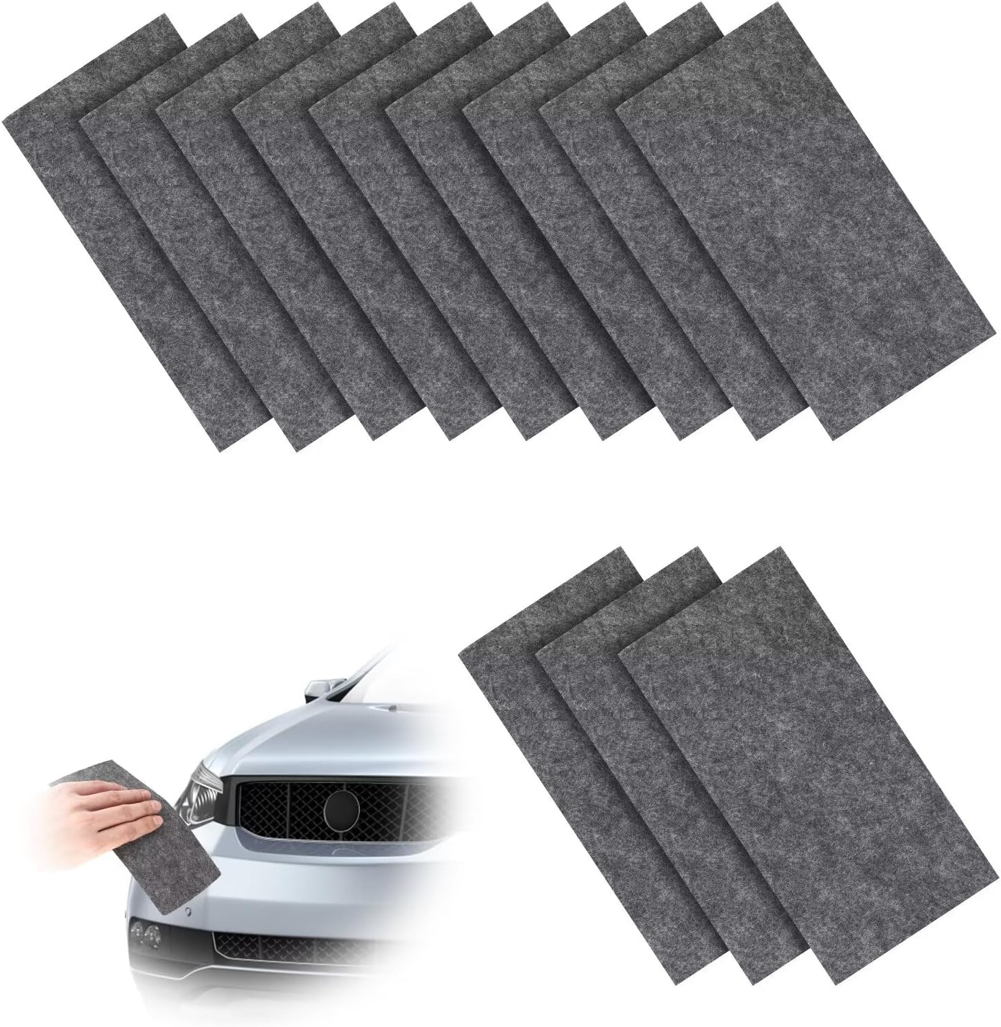 NQEUEPN 12Pcs Nano Cloth, 7.87X3.94In Gray Scratch Remover for Vehicles Multi-Purpose Shine Cleaning Cloth to Erase Car Scratch Cloth for Repairing Minor Scratches Surface Polishing image number 3