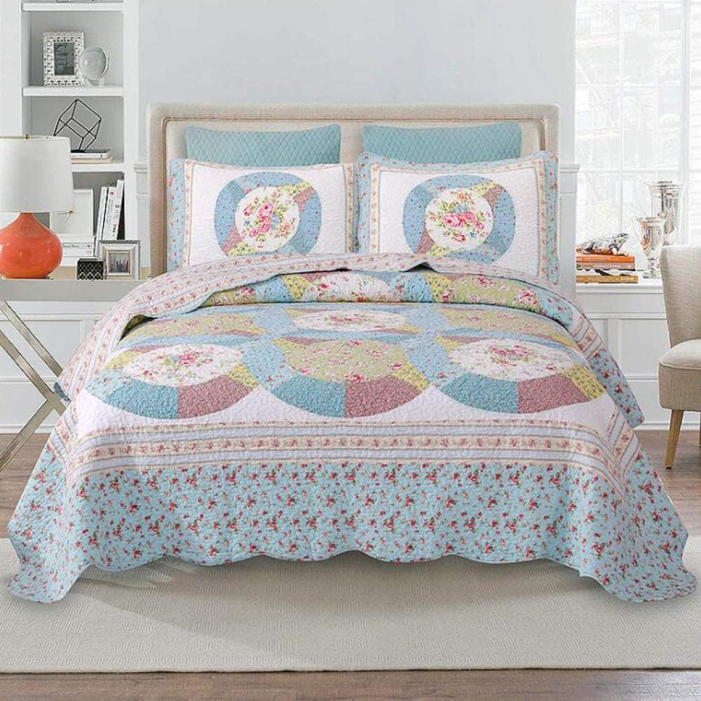 Quilt Set Bedding Set Cotton Patchwork Quilt Quilted Bed Cover Home Bedspread Rural Style Double People Bedding 3-Piece Set Linens 240X280CM Throw Pillowcases 50X70CMX2 image number 1