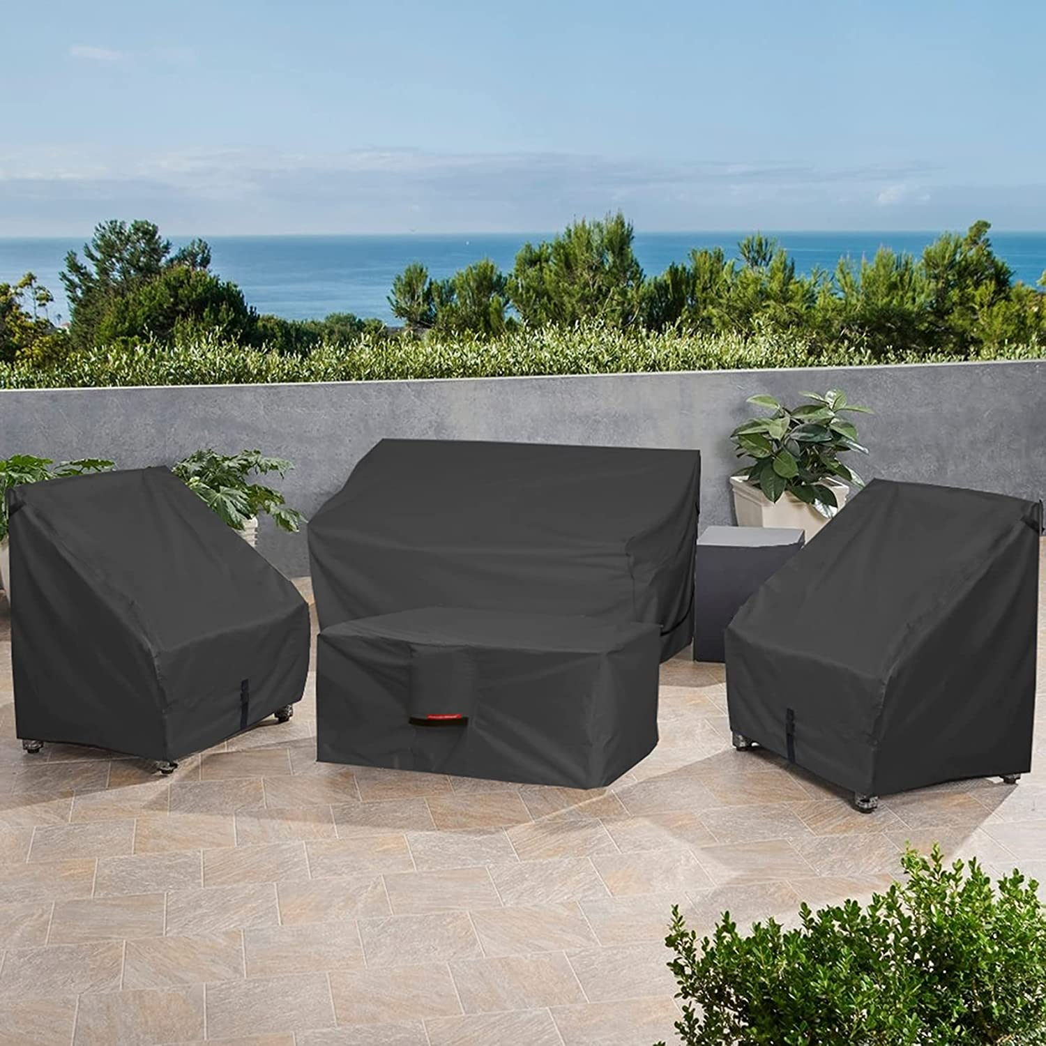 Porch Shield Patio Fire Pit Cover - Waterproof 600D Outdoor Rectangular Fire Table Cover Deck Box Protector - 48 X 28 Inch, Black image number 3