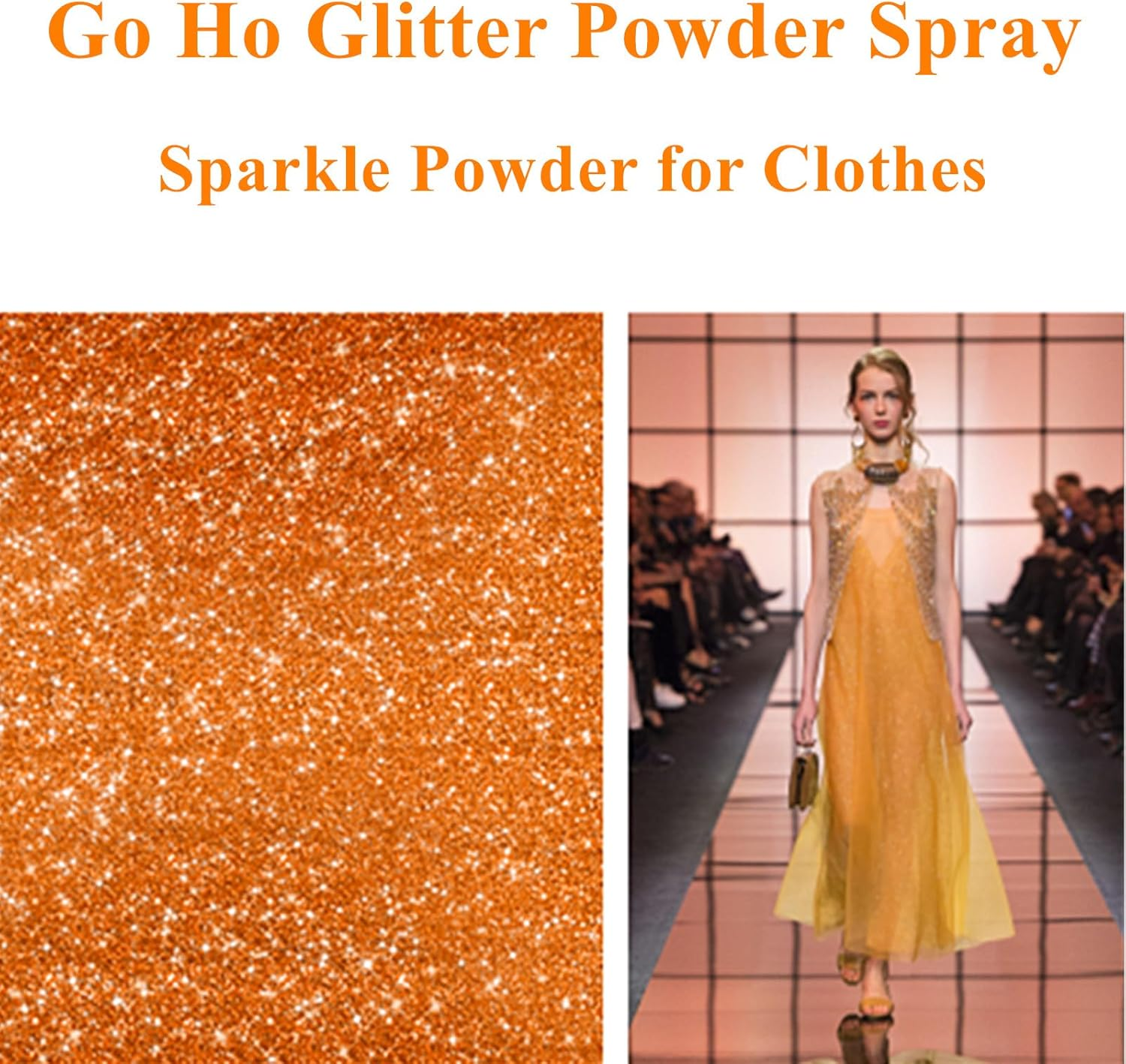 Go Ho UV Orange Hair and Body Glitter Spray, Festival UV Effect Glitter Powder Makeup for Hair/Body/Clothes,Dry Powder Spray Loose Sparkle Makeup,10G