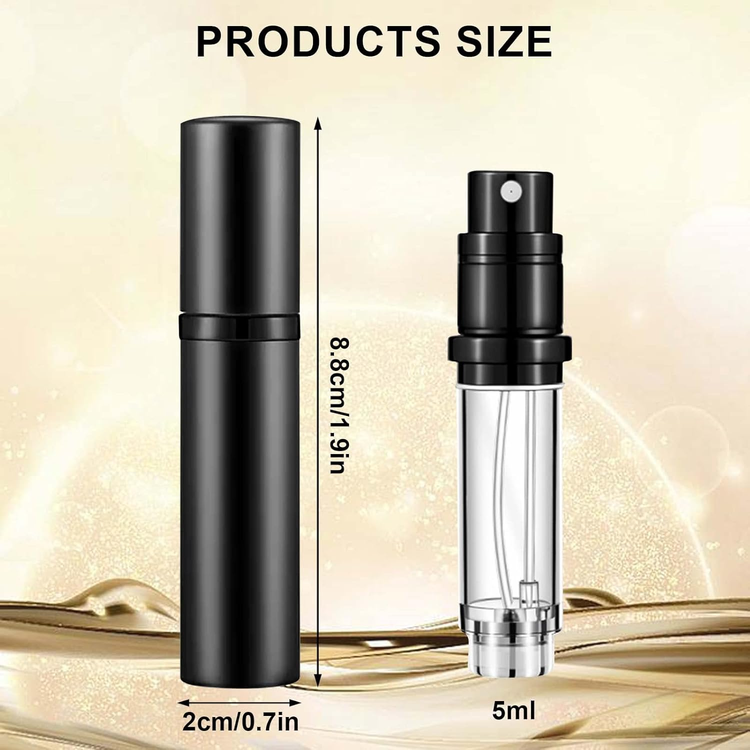 5ML Perfume Atomizer Refillable, Perfume Atomizer Empty, Empty Travel Perfume Atomizer Mini Portable Spray Bottle, Perfume Container, Pocket Atomizer Perfume Bottles (Black+Gray)