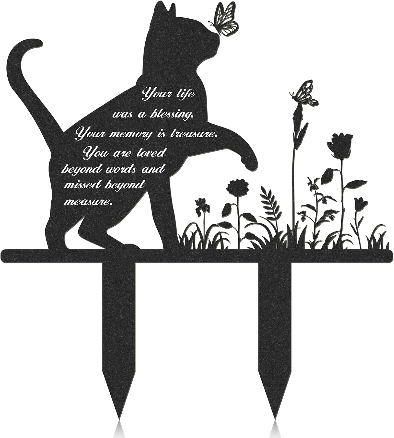 Rngmsi Memorial Pet Grave Markers - Metal Cat Garden Stake Cat Memorial Plaque Cat Grave Marker Cemetery Outdoors Waterproof Grave Stakes Plaque Pet Headstone Memorial Grave Markers(13.4 X 12 In)