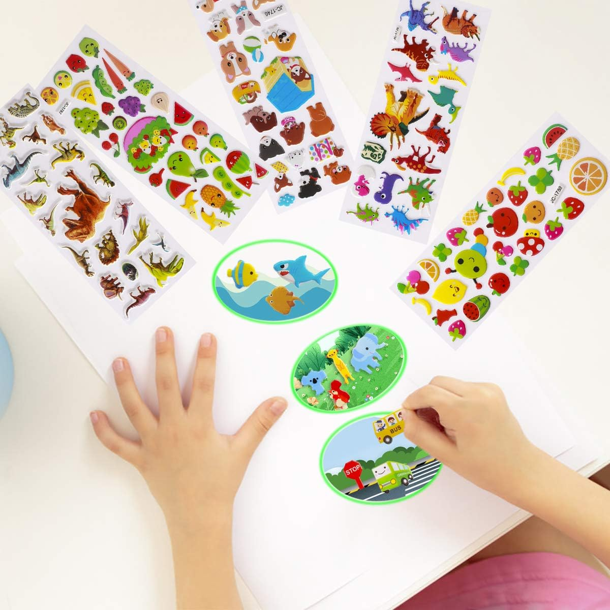 3D Stickers for Kids Toddlers 550+ Vivid Puffy Kids Stickers 24 Different Sheets, Colored 3D Stickers for Boys Girls Teachers, Reward, Craft Scrapbooking image number 3