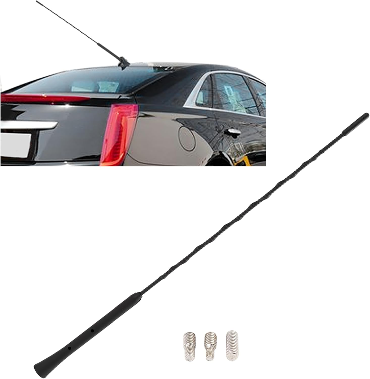 X AUTOHAUX 16" Universal Car Antenna Radio AM FM Antenna Aerial Flexible Antenna 40.5Cm Radio Antenna Booster Signal Roof Mast Replacement Black
