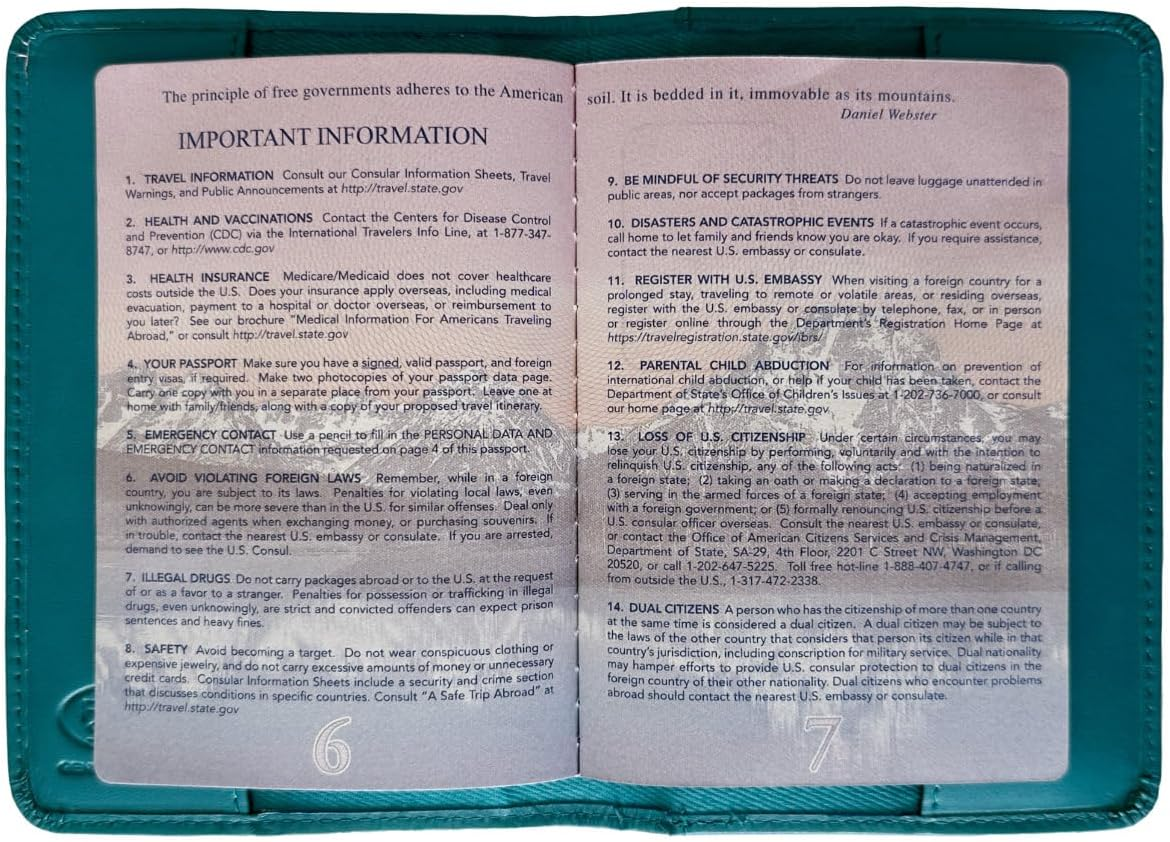 Teal Leather RFID Passport Cover Holder - Teal image number 5