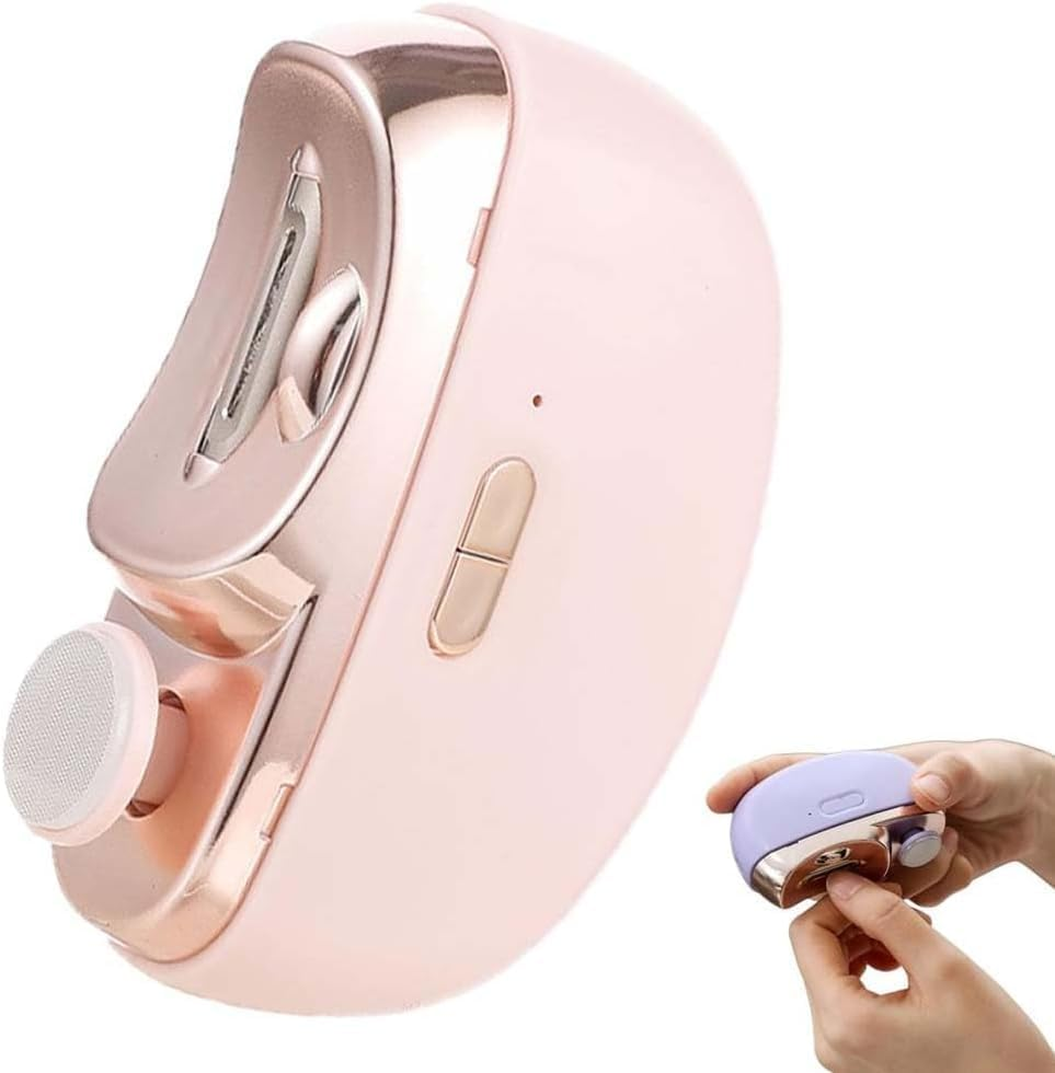 Detroitrain Nail Clippers, Detroitrain Electric Nail Clippers,Usb Rechargeable 3 In-1 Automatic Nail Clipper with LED Light (Pink) image number 1