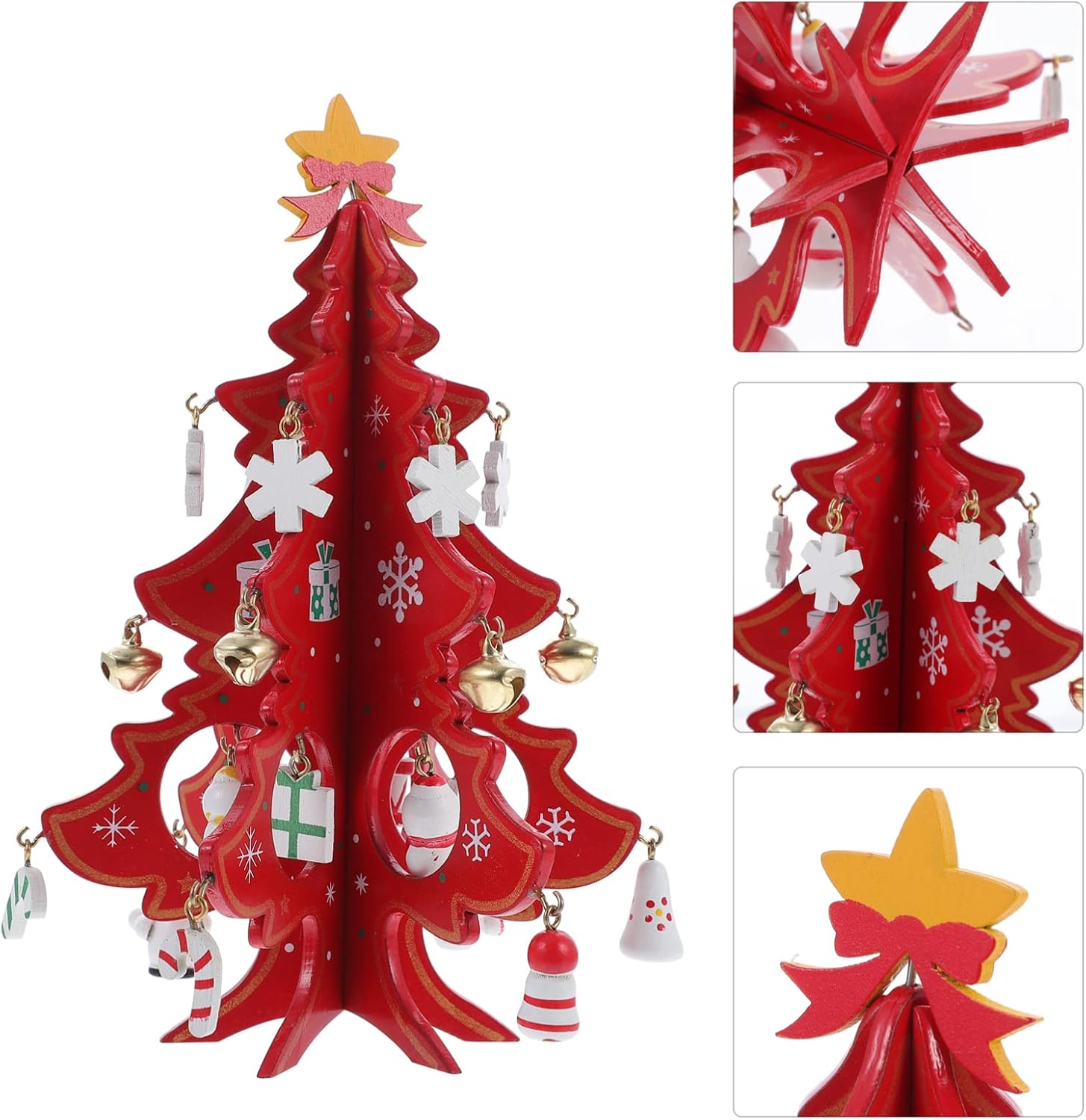 Creative Mini Christmas Tree Tabletop Ornament for Holiday Decor Model Bright Colors for Home and Christmas Party Display - Red image number 1