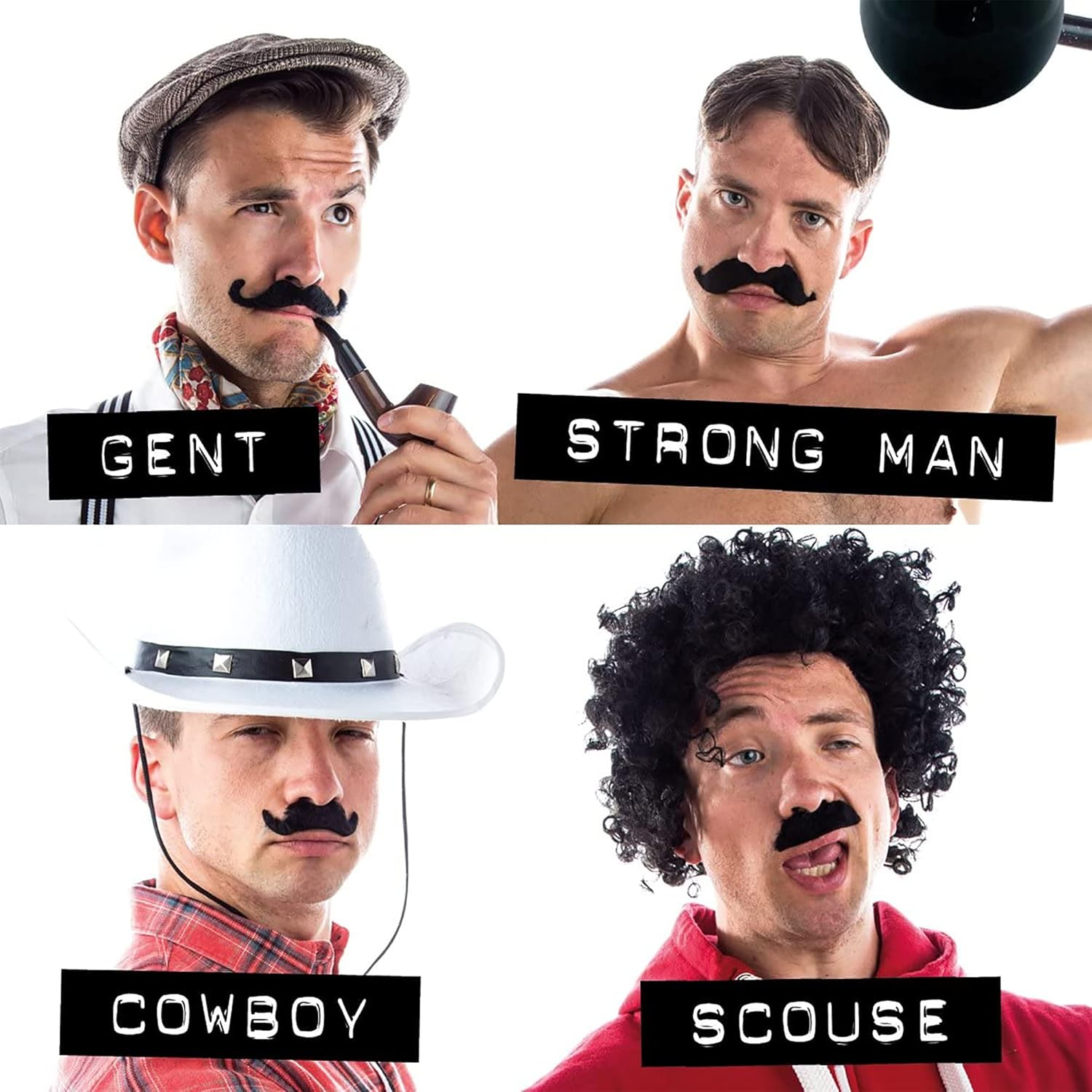 IRYNA Fake Moustache 12 Pack Black False Stick on Moustache for Adults Kids Masquerade Party Favor Costume and Performance image number 1