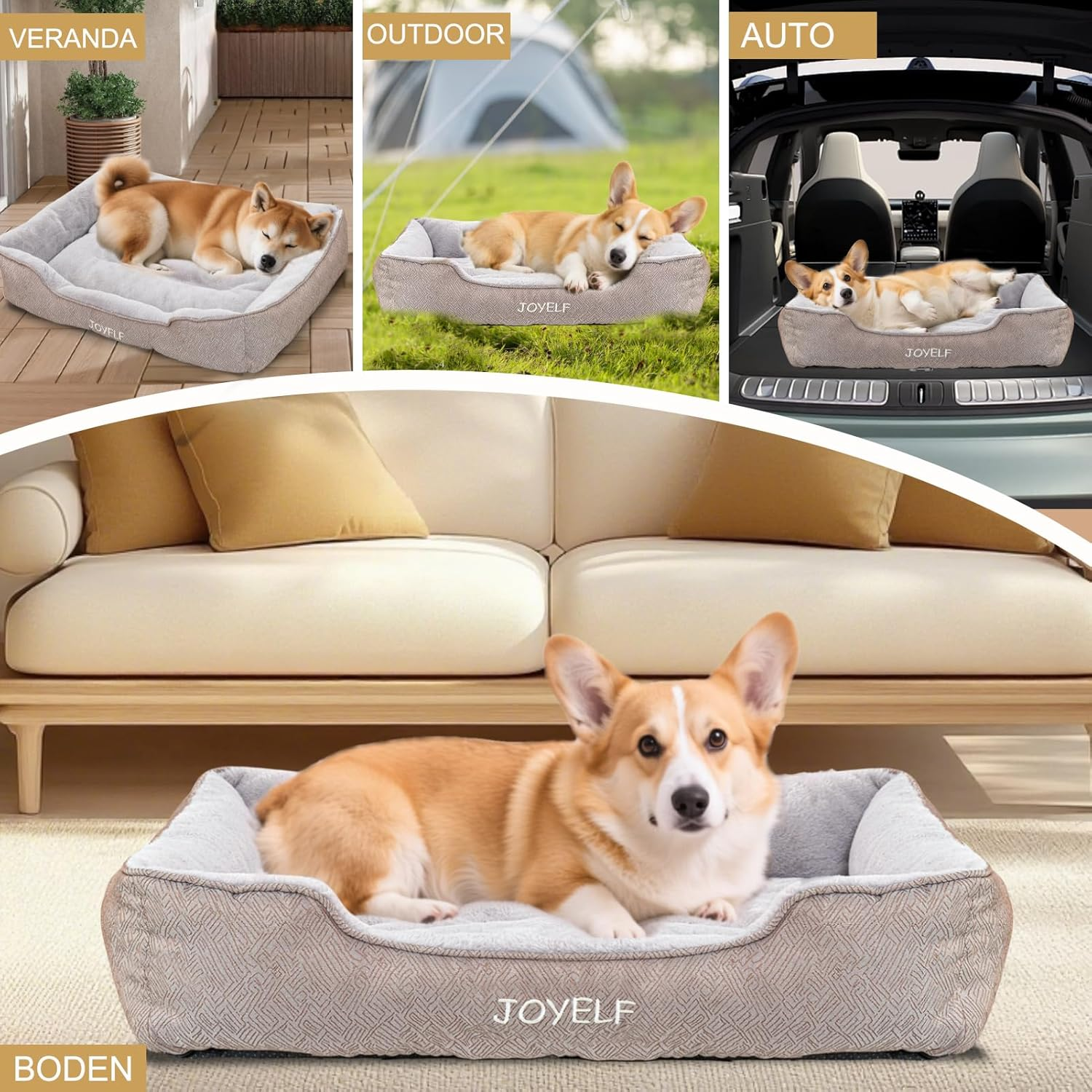 JOYELF Dog Bed Washable Calming Pet Bed, anti Anxiety Cat Bed & Sofa, Cute Plush Pet Bed for Small Dog and Cat - Small Rectangle image number 2