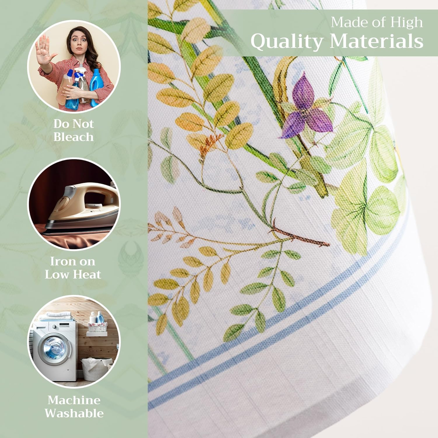 Maison D'Hermine Kitchen Towels Set of 3 100% Cotton 27.50" X 20" Reusable Cloth Tea Dish Towels Absorbent with Hanging Loop for Kitchen, Home, Dining, Cocktail Parties Spring/Summer (Fleurs De Mai) image number 3