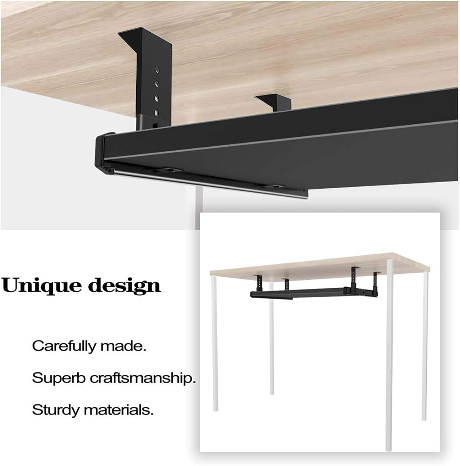 FRMSAET Heavy Duty Thickness Steel Construction Ball Bearing 18'' Slides Cabinet Furniture Hardware Rails Keyboard Drawer Tray Accessories Adjustable Hight Mount Bracket/Include Screws