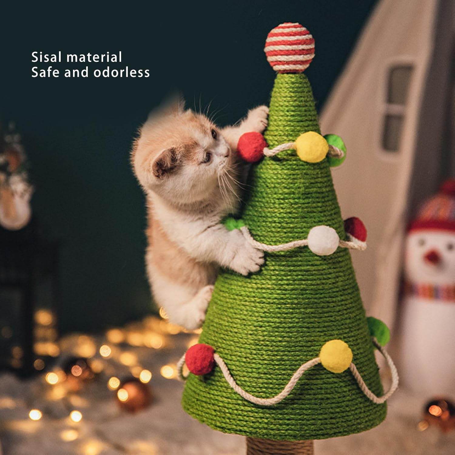 Cat Scratching Post, Christmas Tree Cat Scratcher, Sisal Rope Scratch Post Cat Toys, Protect Furniture Stable Structure Cat Tree Scratch Post for Home Indoor Kitty (Large: 40 X image number 1