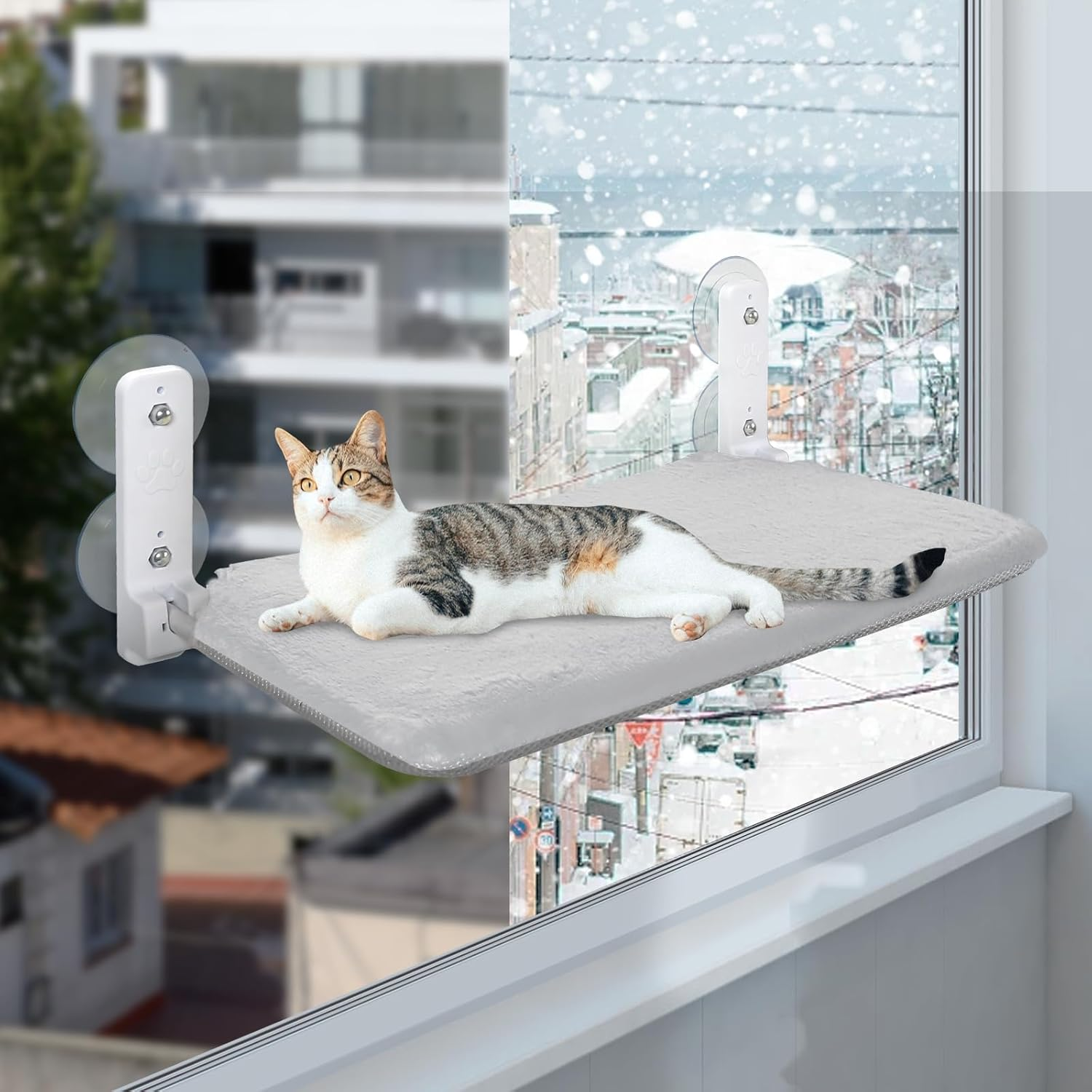 Casgee Window Lounger for Cats 60 X 30 Cm Beige with Cat Litter Tray image number 4