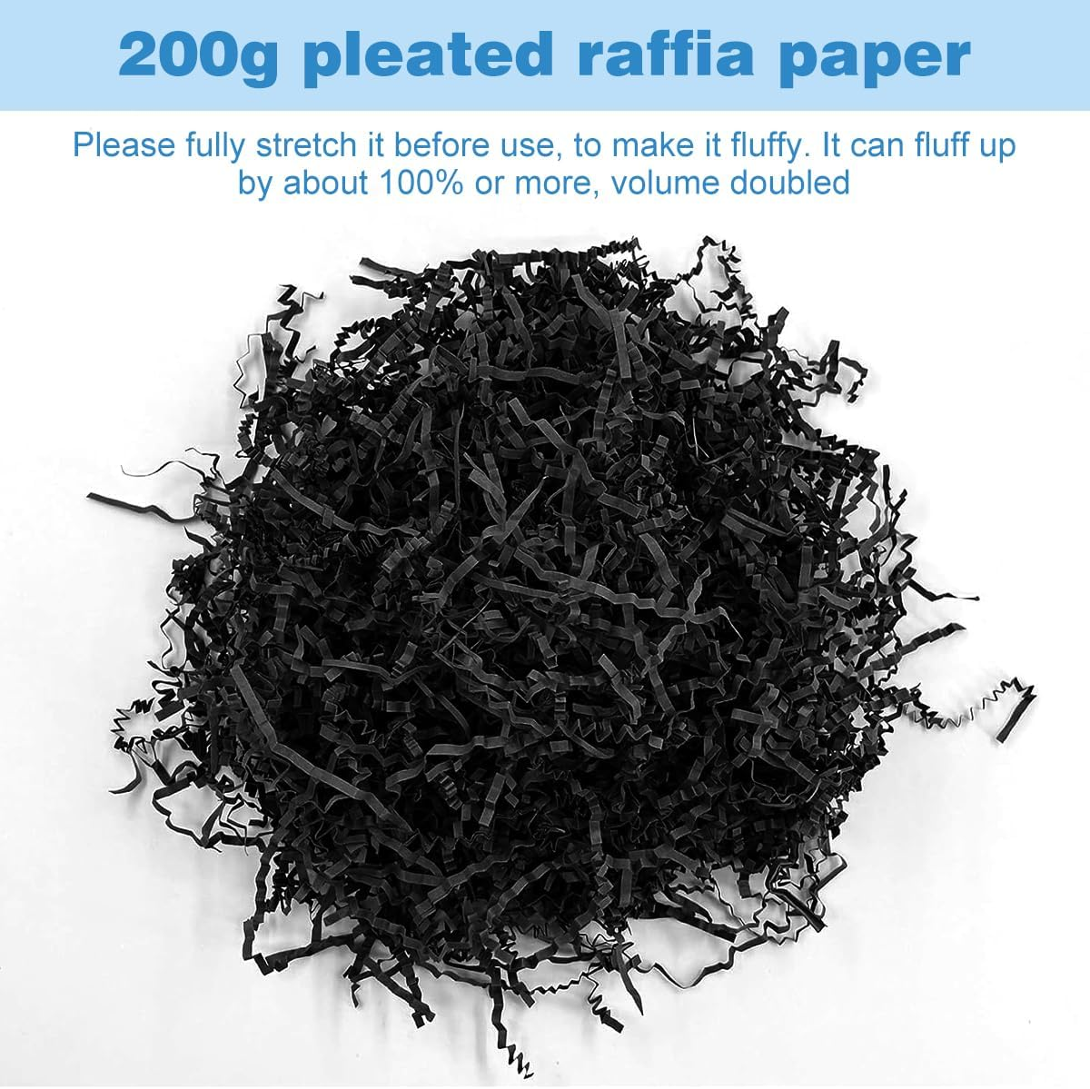 Crinkle Cut Paper 200G Shred Filler for Gift Wrapping & Basket Filling,Crinkle Paper Tissue Paper Raffia Paper for Gift Box Easter Basket Grass Christmas Mother'S Day Birthday Gift Wrapping (Black) - Black image number 3