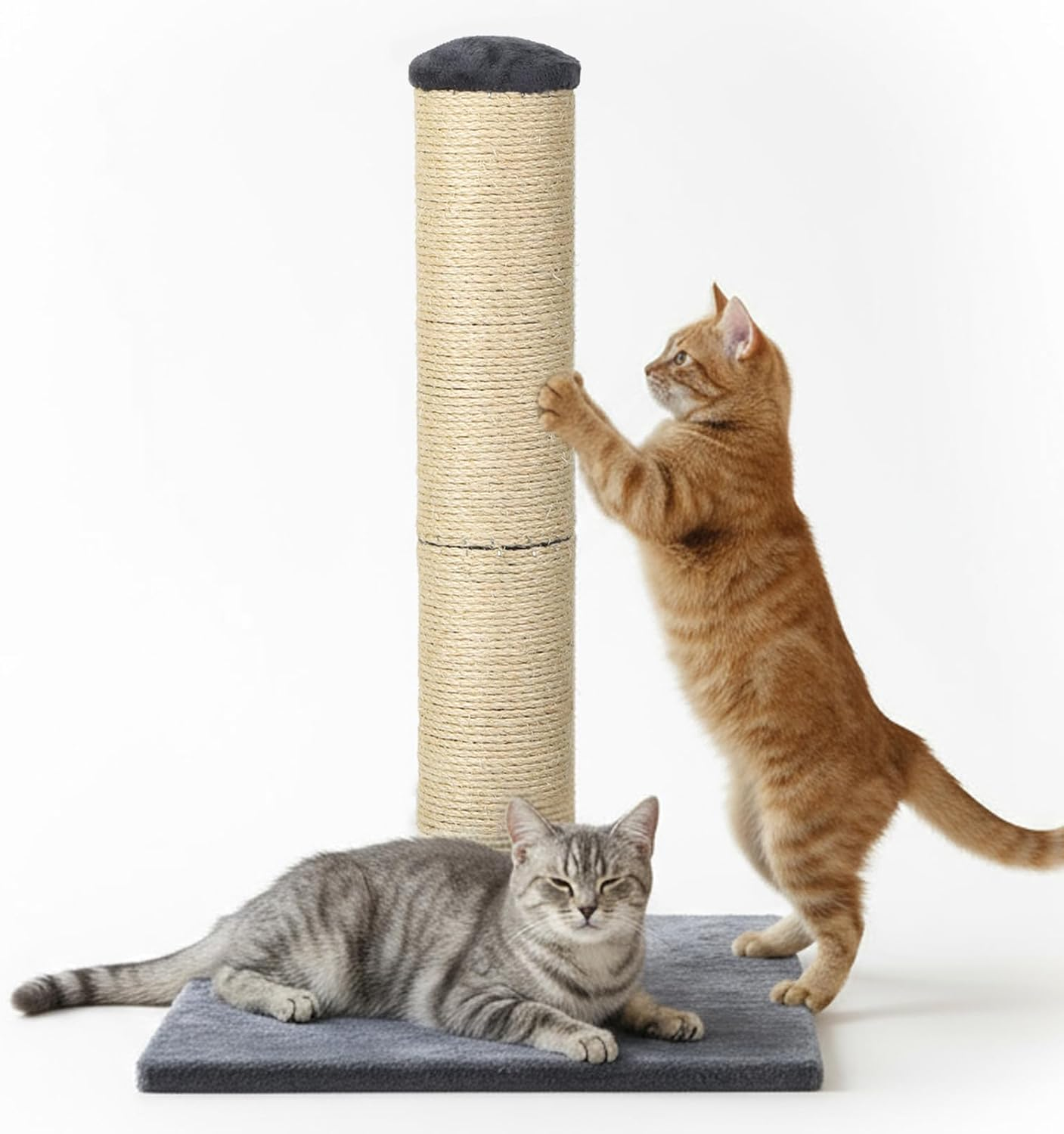 Pawz Cat Scratching Post for Indoor Cats and Kittens, 74.5Cm Soft Plush Cat Scratcher Tower with Durable Natura Sisal Rope, Stable Heavy Base, Vertical Cat Activity and Climbing Post, Grey image number 3