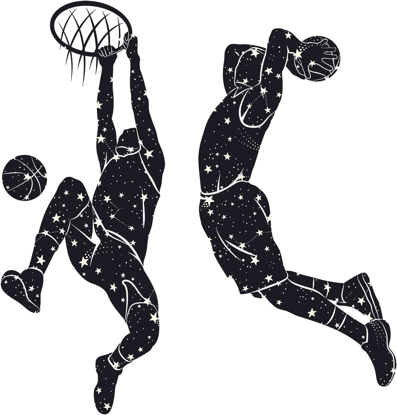 Removable Basketball Dunk Wall Decals, Sports Player Silhouette Stickers, Peel & Stick Decor for Teens Boys Room, Living Room, Classroom, Playroom Decoration image number 6