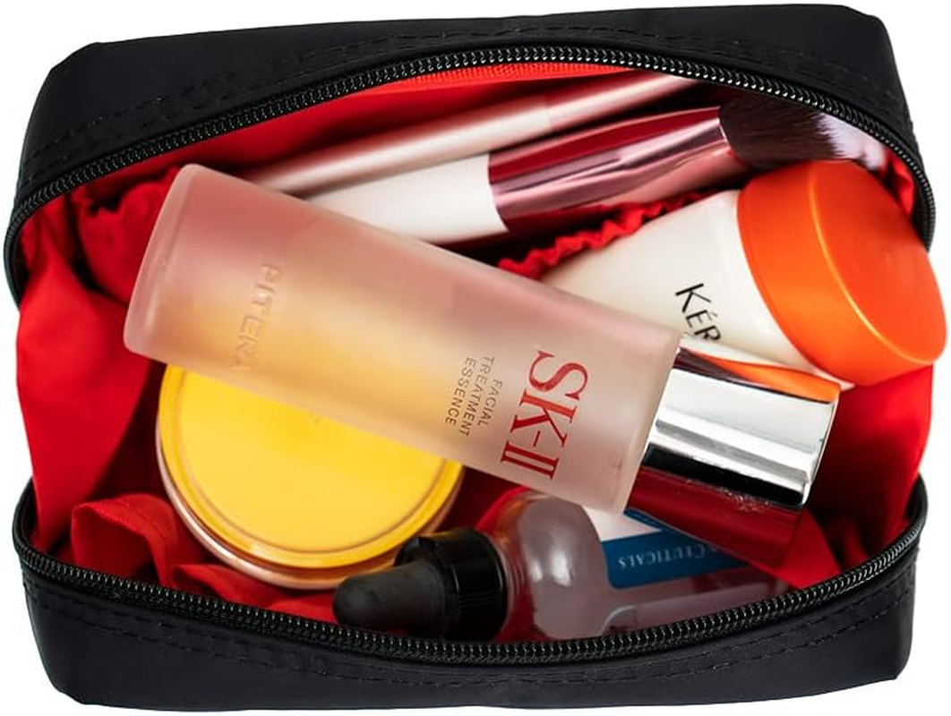 Hekyip Rectangular Beauty Bag, Small Travel Makeup Bag for Purse, Portable Waterproof Cosmetic Pouch for Ladies Women (Rectangular Inner Red) image number 5